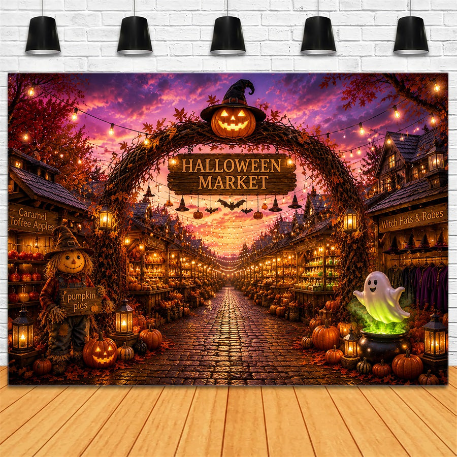 Halloween Pumpkin Backdrop Festive Pumpkin Market Street Halloween Photo Backdrop Ideas UK LXX67-12