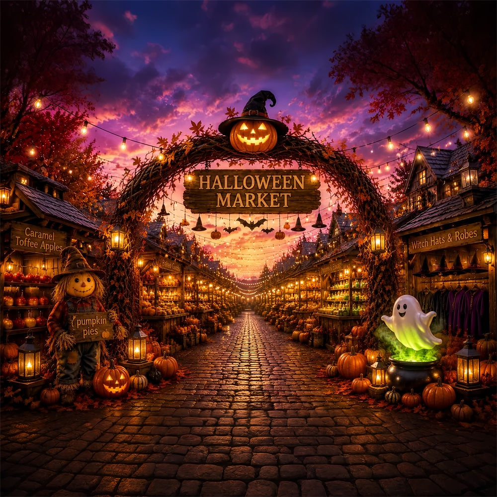 Halloween Pumpkin Backdrop Festive Pumpkin Market Street Halloween Photo Backdrop Ideas UK LXX67-12