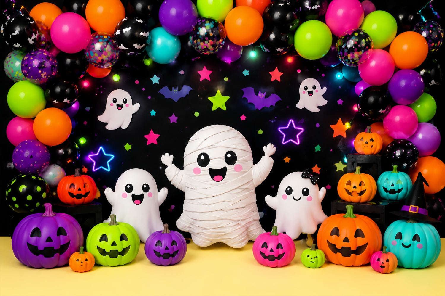 Halloween Picture Backdrops Colorful Ghost Mummy Party Halloween Birthday Backdrop UK LXX67-135
