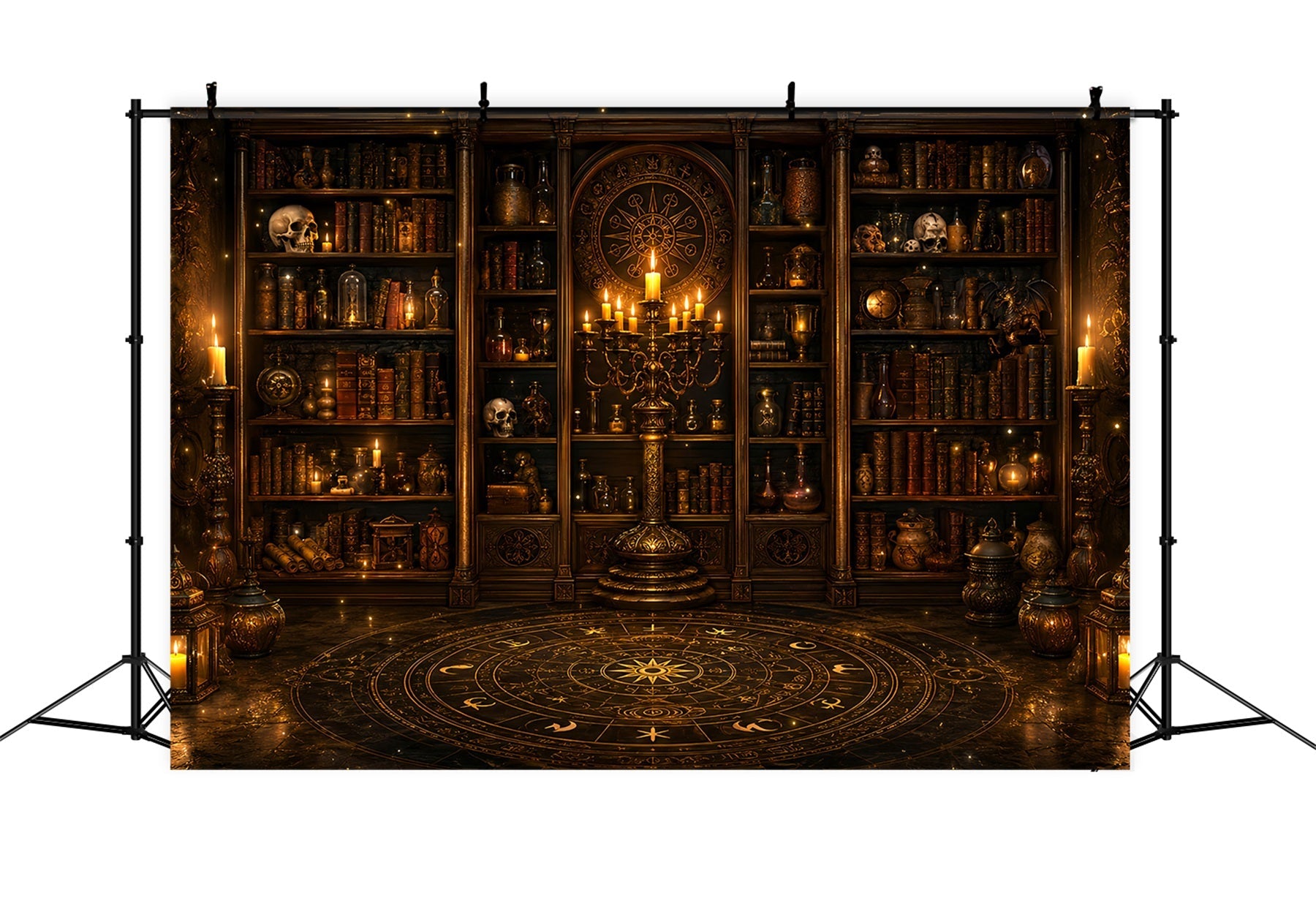 DIY Halloween Backdrop Ideas Occult Candle Library Chamber Scary Backdrops For Halloween UK LXX67-140