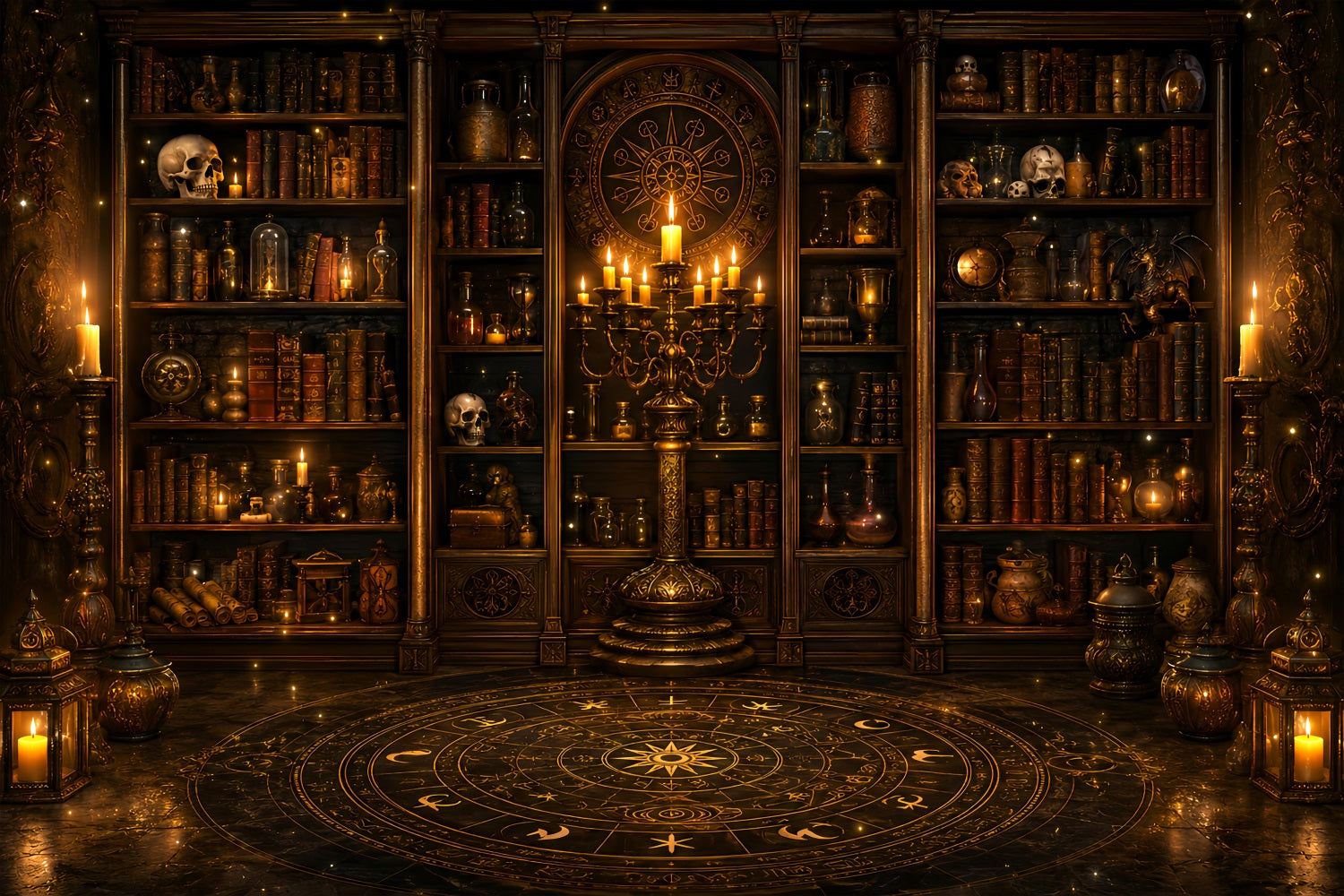 DIY Halloween Backdrop Ideas Occult Candle Library Chamber Scary Backdrops For Halloween UK LXX67-140