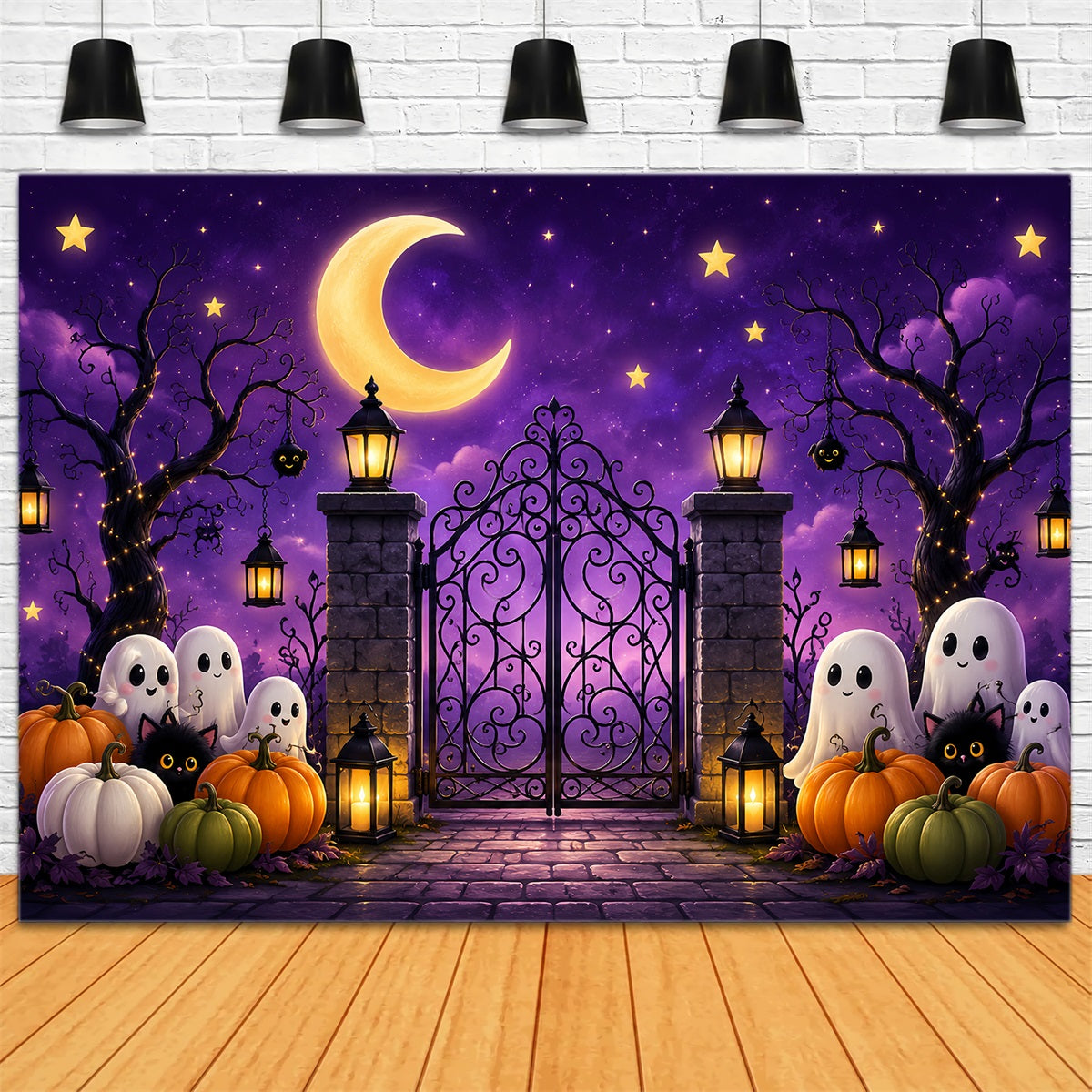 Halloween Arch Backdrop Cute Ghost Pumpkin Gate Large Halloween Backdrops UK LXX67-142