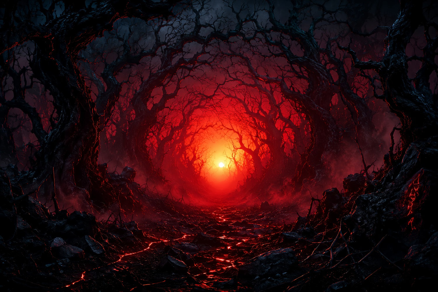 Halloween Party Backdrop Ideas Crimson Haunted Forest Tunnel Halloween Scary Backdrops UK LXX67-147