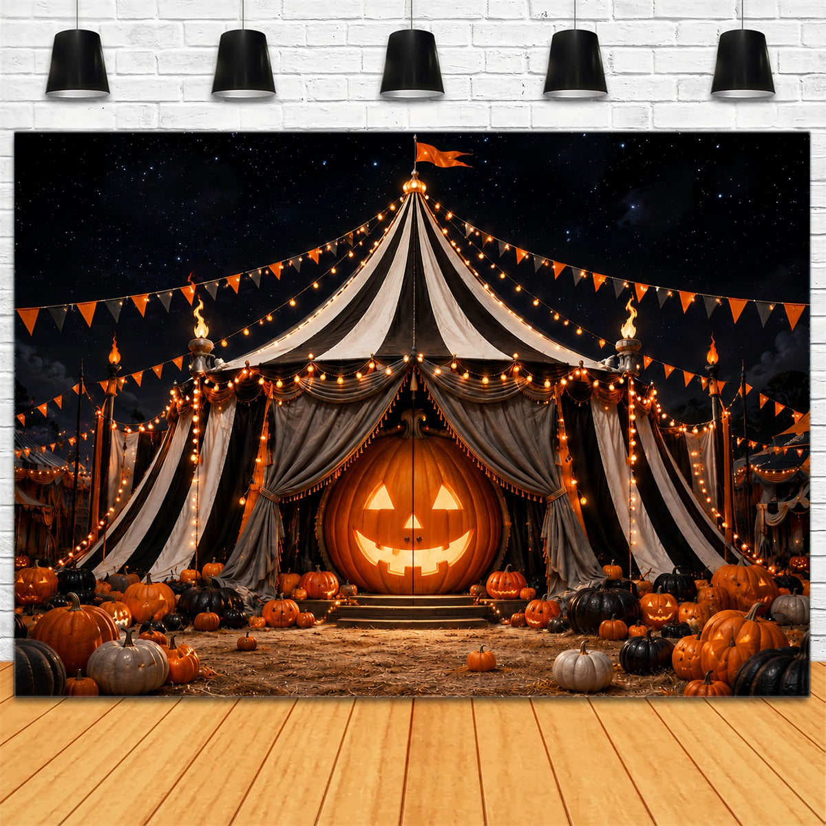 Halloween Carnival Backdrop Pumpkin Carnival Circus Tent DIY Halloween Backdrop UK LXX67-149