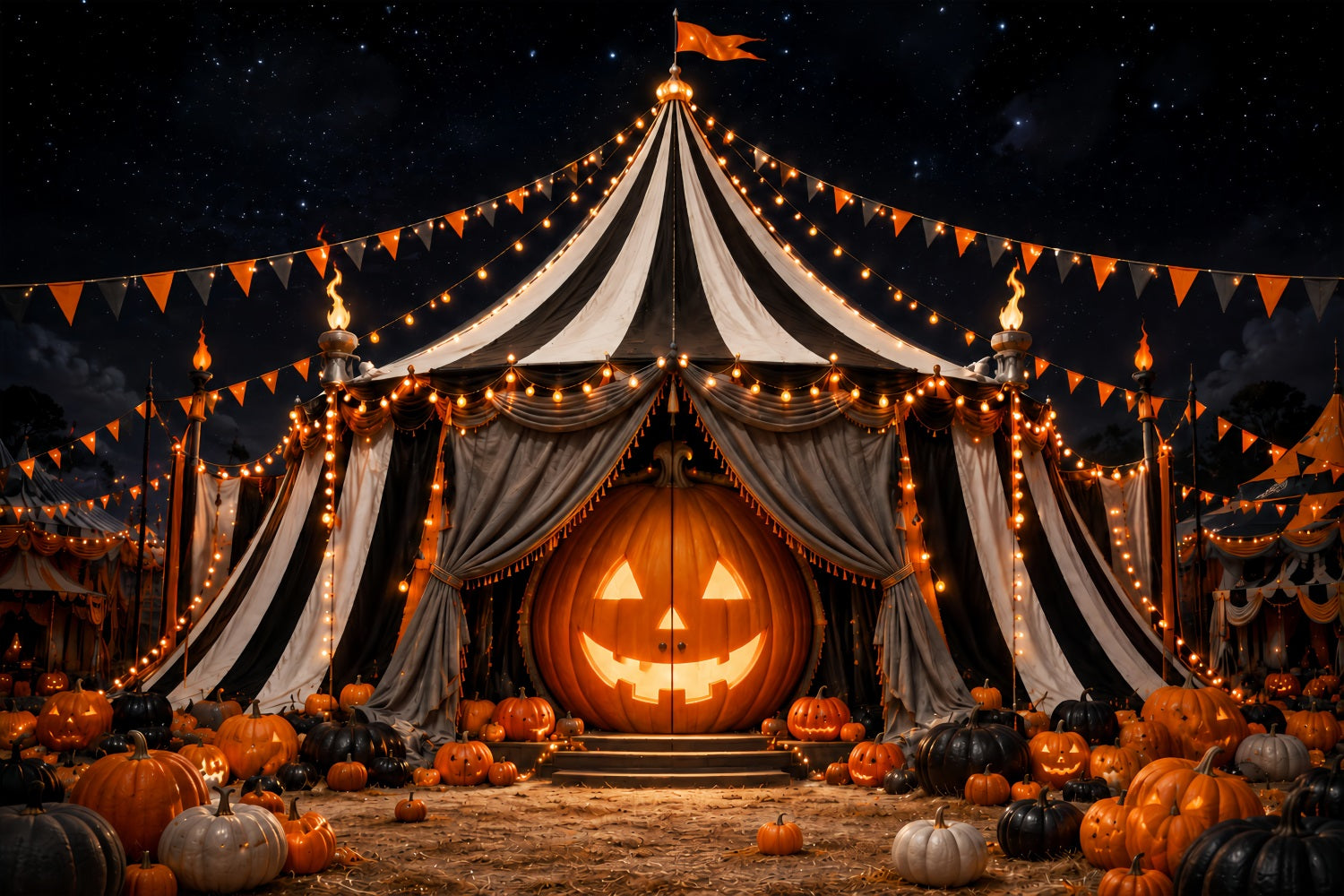 Halloween Carnival Backdrop Pumpkin Carnival Circus Tent DIY Halloween Backdrop UK LXX67-149