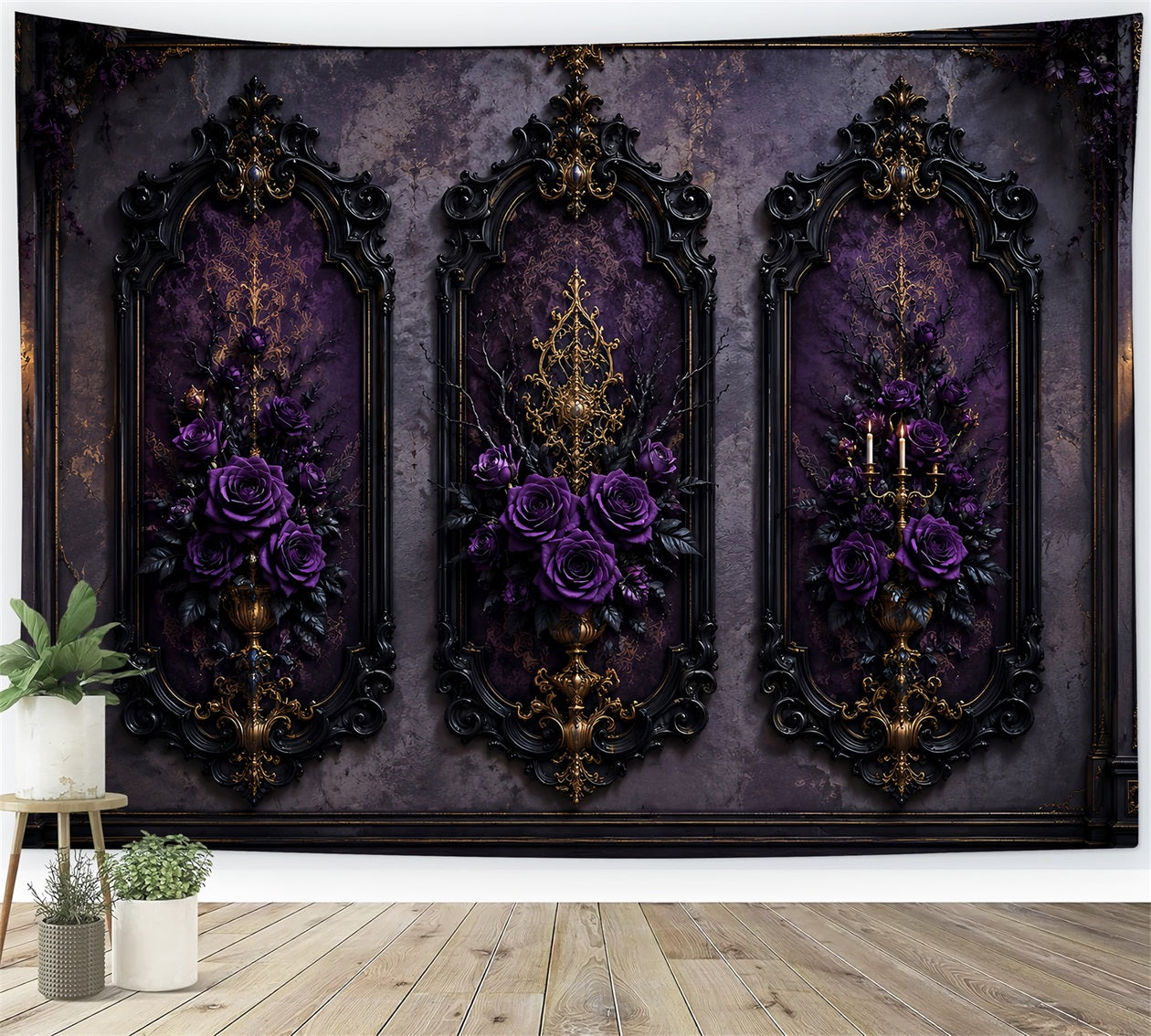 Halloween Backdrop Ideas DIY Purple Rose Gothic Panels Purple Halloween Backdrop UK LXX67-153