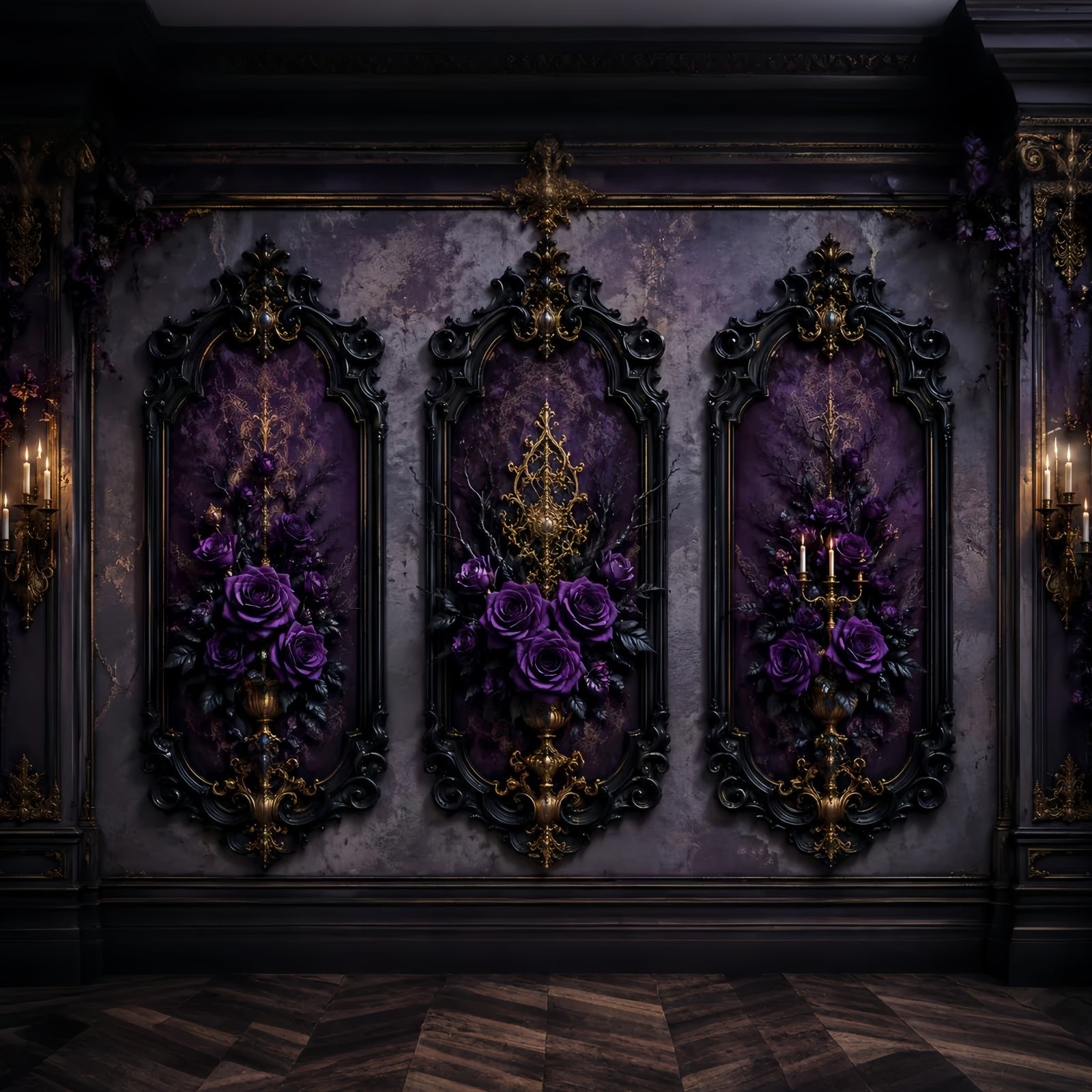 Halloween Backdrop Ideas DIY Purple Rose Gothic Panels Purple Halloween Backdrop UK LXX67-153