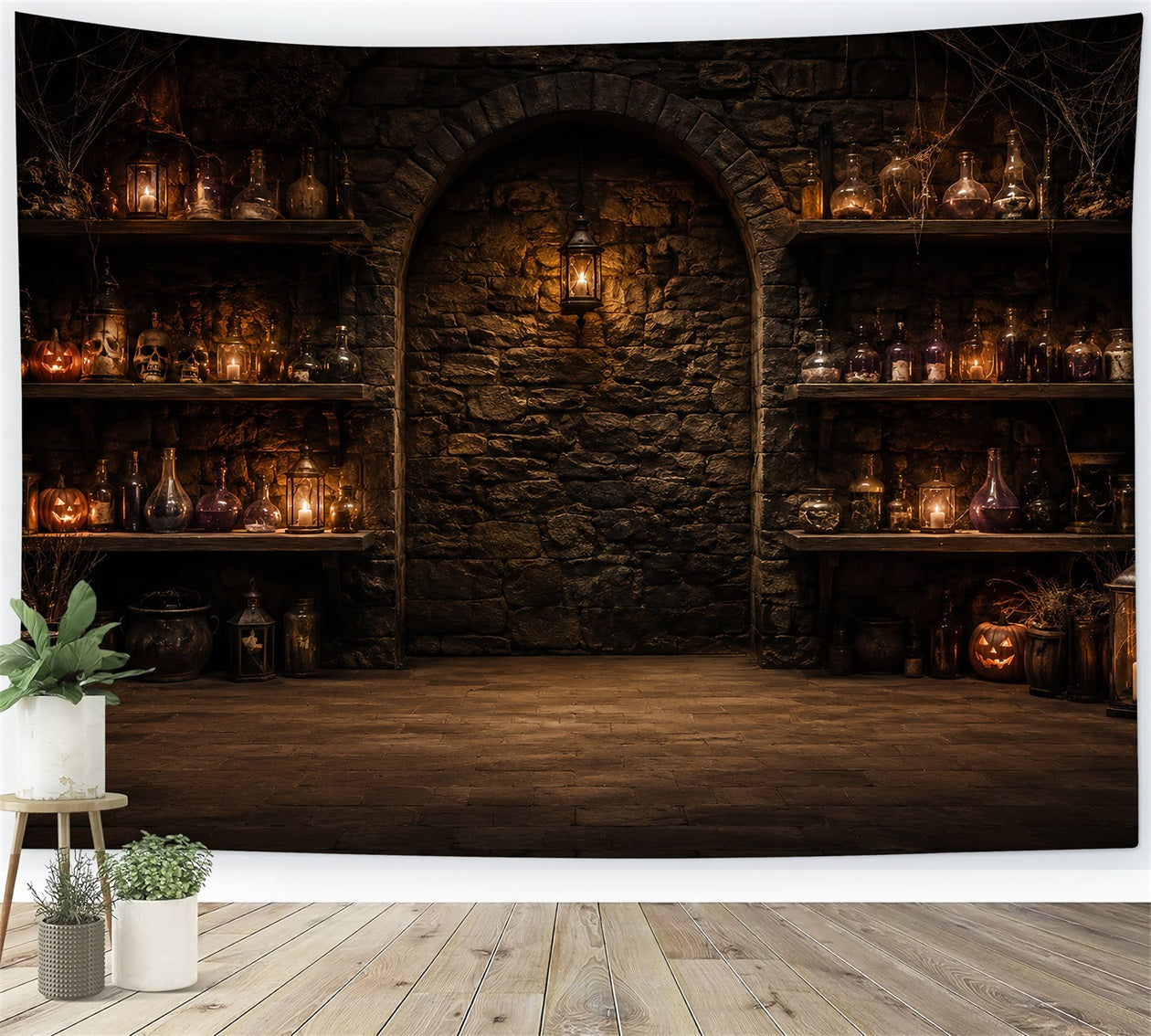 Halloween Backdrop Photos Potion Bottle Stone Cellar DIY Halloween Photo Backdrop UK LXX67-159