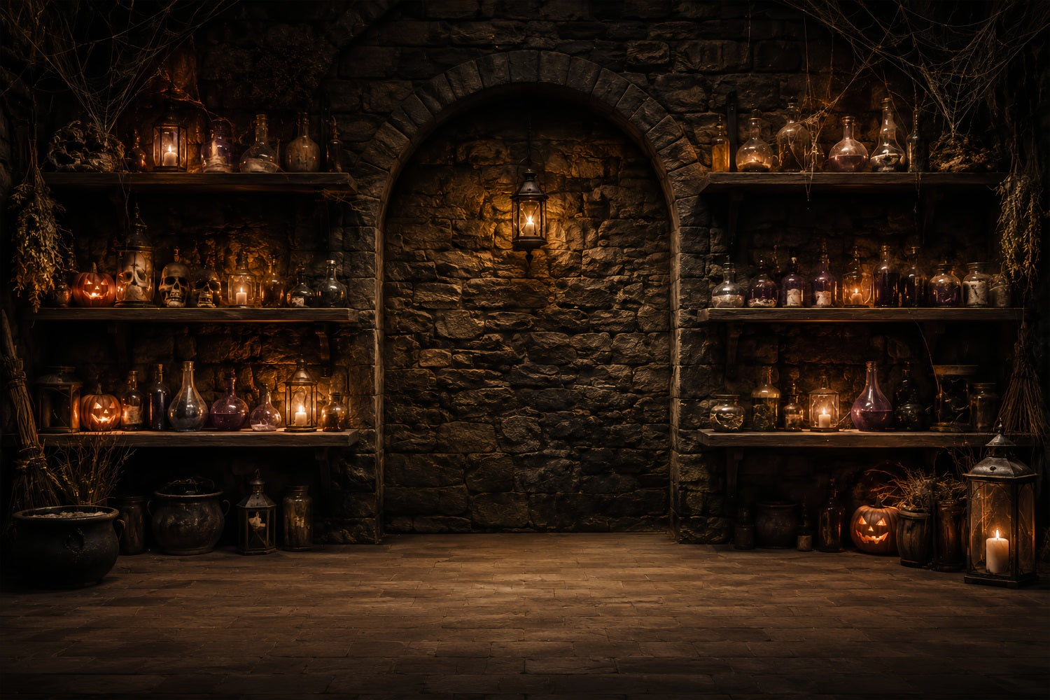 Halloween Backdrop Photos Potion Bottle Stone Cellar DIY Halloween Photo Backdrop UK LXX67-159