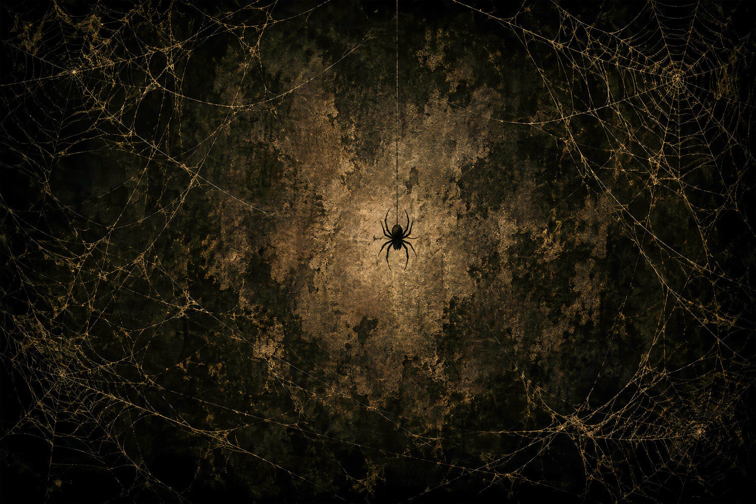 Halloween Backdrop Photo Golden Spiderweb Grunge Wall Halloween Party Backdrop UK LXX67-169