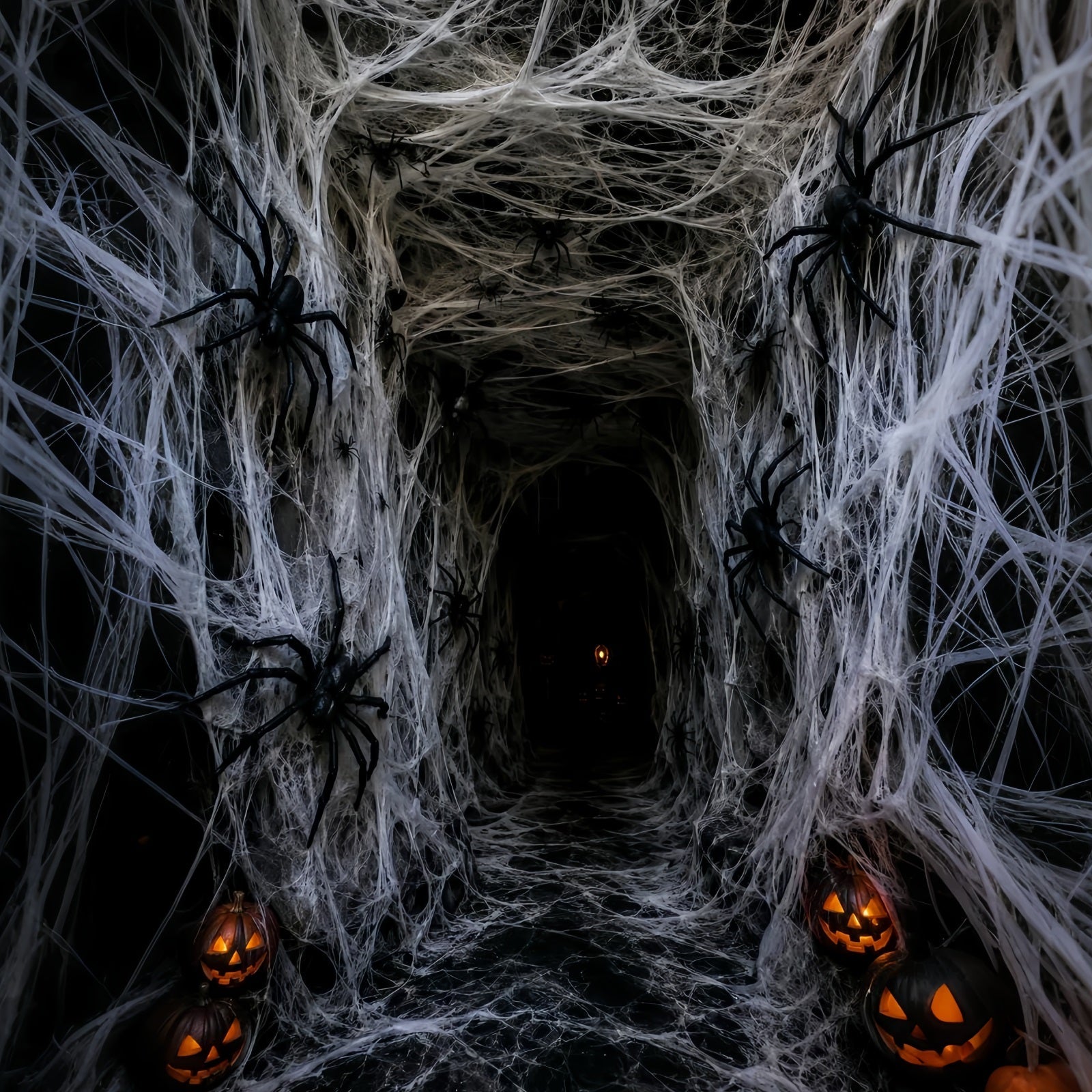 Fabric Halloween Backdrop Spiderweb Pumpkin Horror Tunnel Halloween Backdrop For Pictures UK LXX67-188