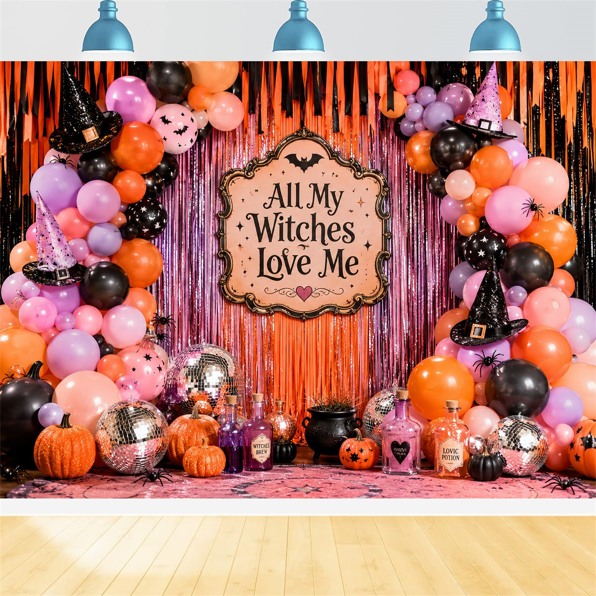 Halloween Backdrop Photo Booth Witchy Balloon Party Display Backdrops Halloween UK LXX67-193
