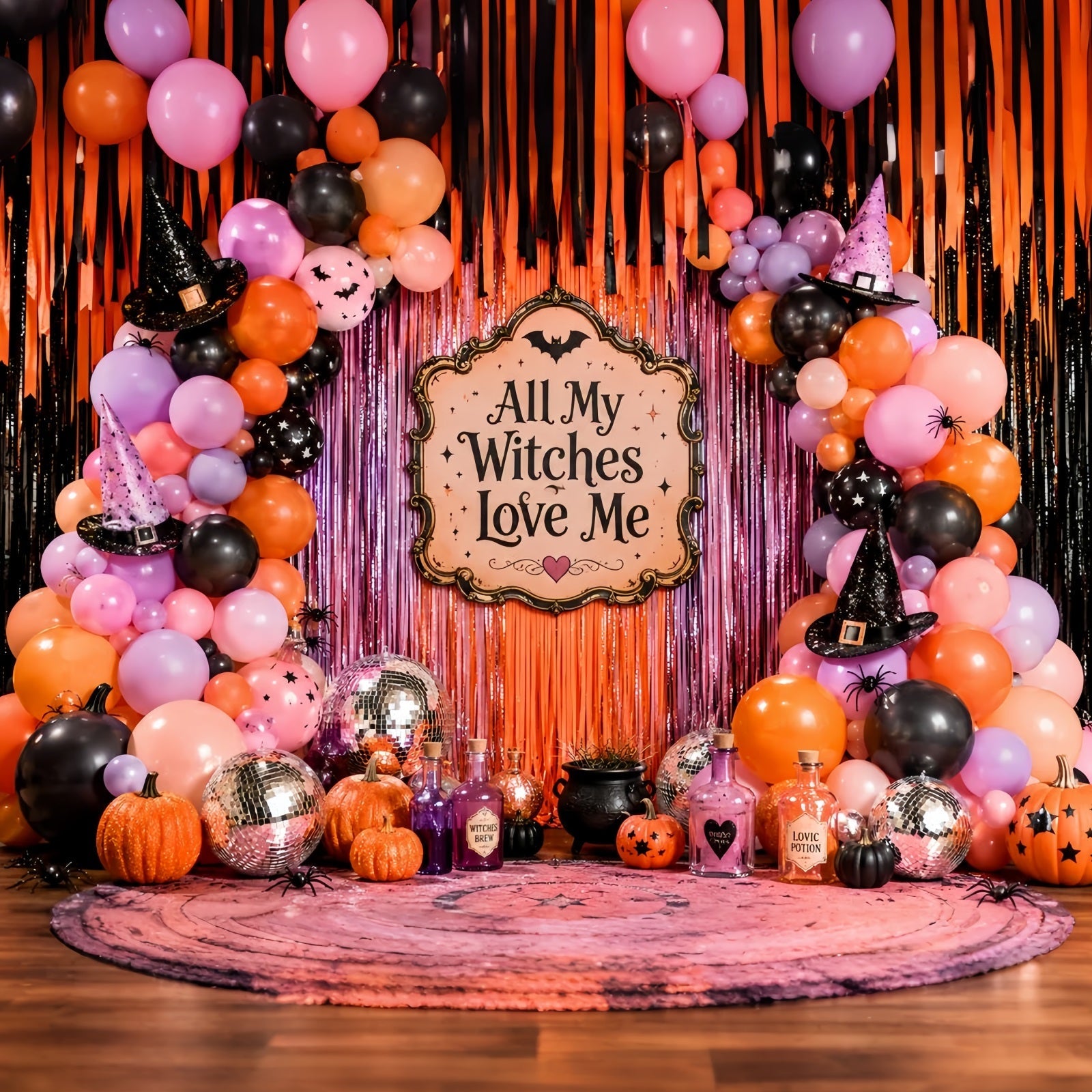 Halloween Backdrop Photo Booth Witchy Balloon Party Display Backdrops Halloween UK LXX67-193