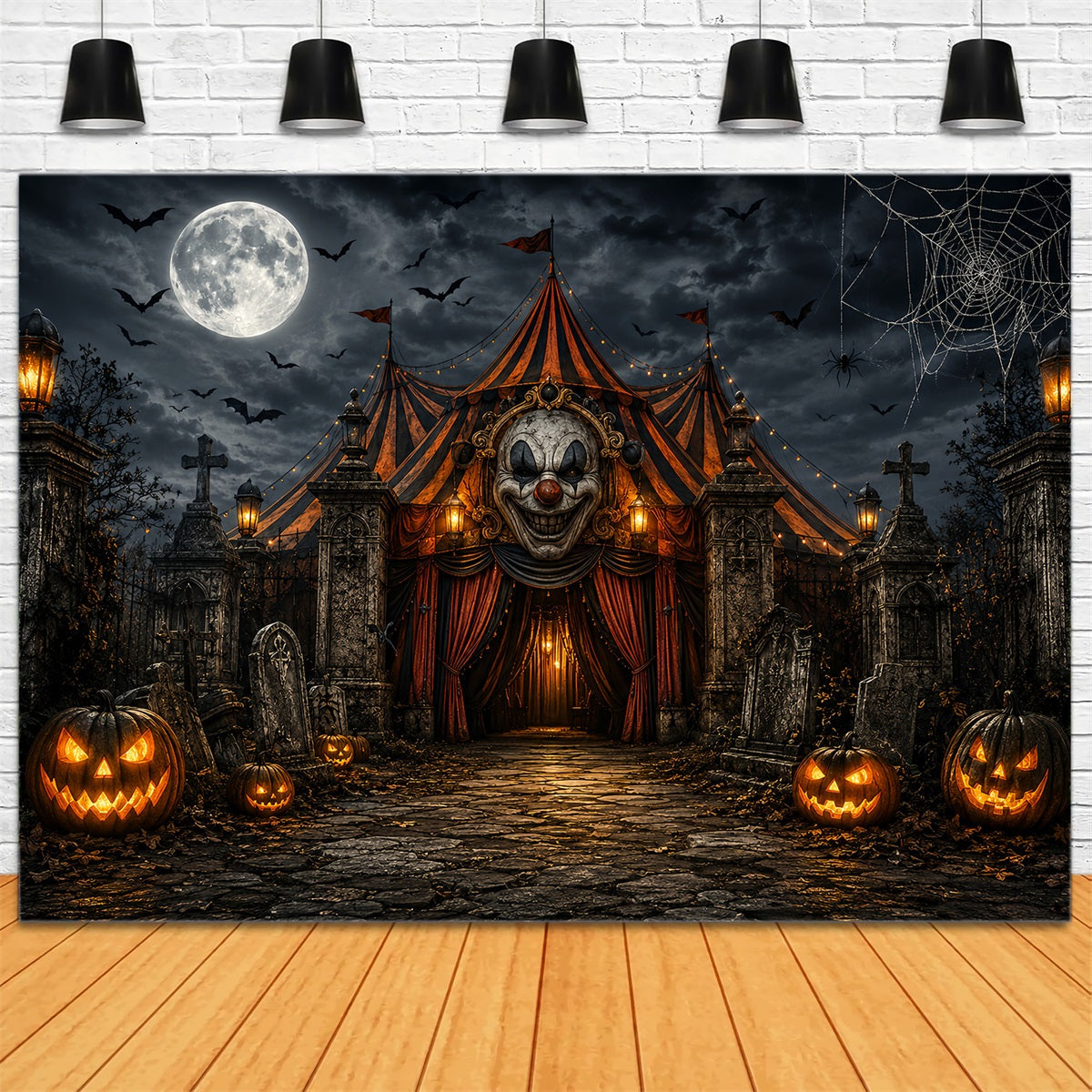 Halloween Carnival Backdrop Sinister Clown Graveyard Circus DIY Halloween Backdrop UK LXX67-199