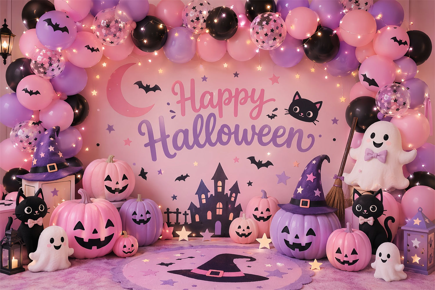 DIY Halloween Photo Booth Backdrop Pastel Ghost Pumpkin Party 10x10 Halloween Backdrop UK LXX67-200