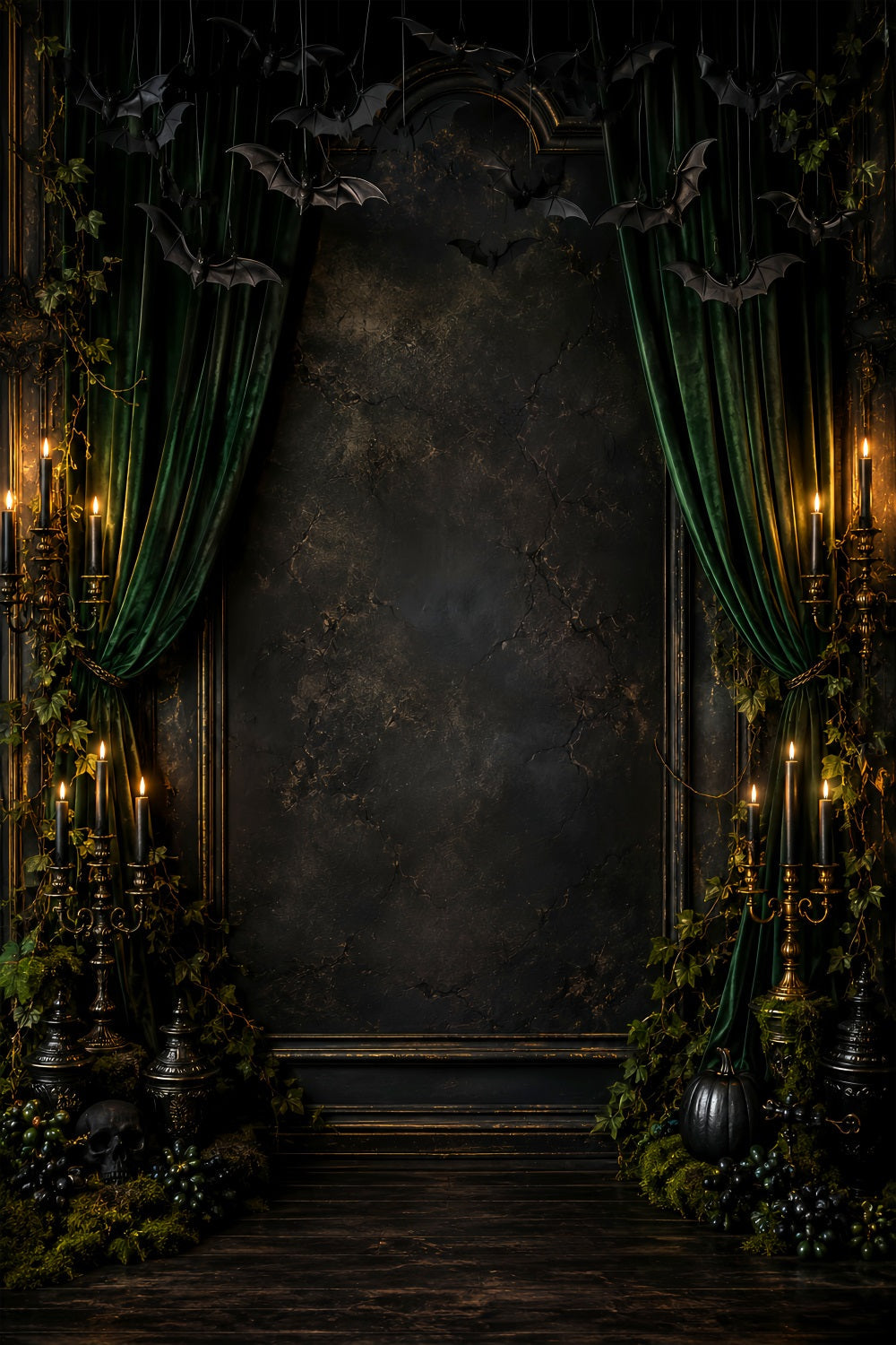 Halloween Scene Backdrop Emerald Bat Candle Chamber Backdrop For Halloween UK LXX67-205