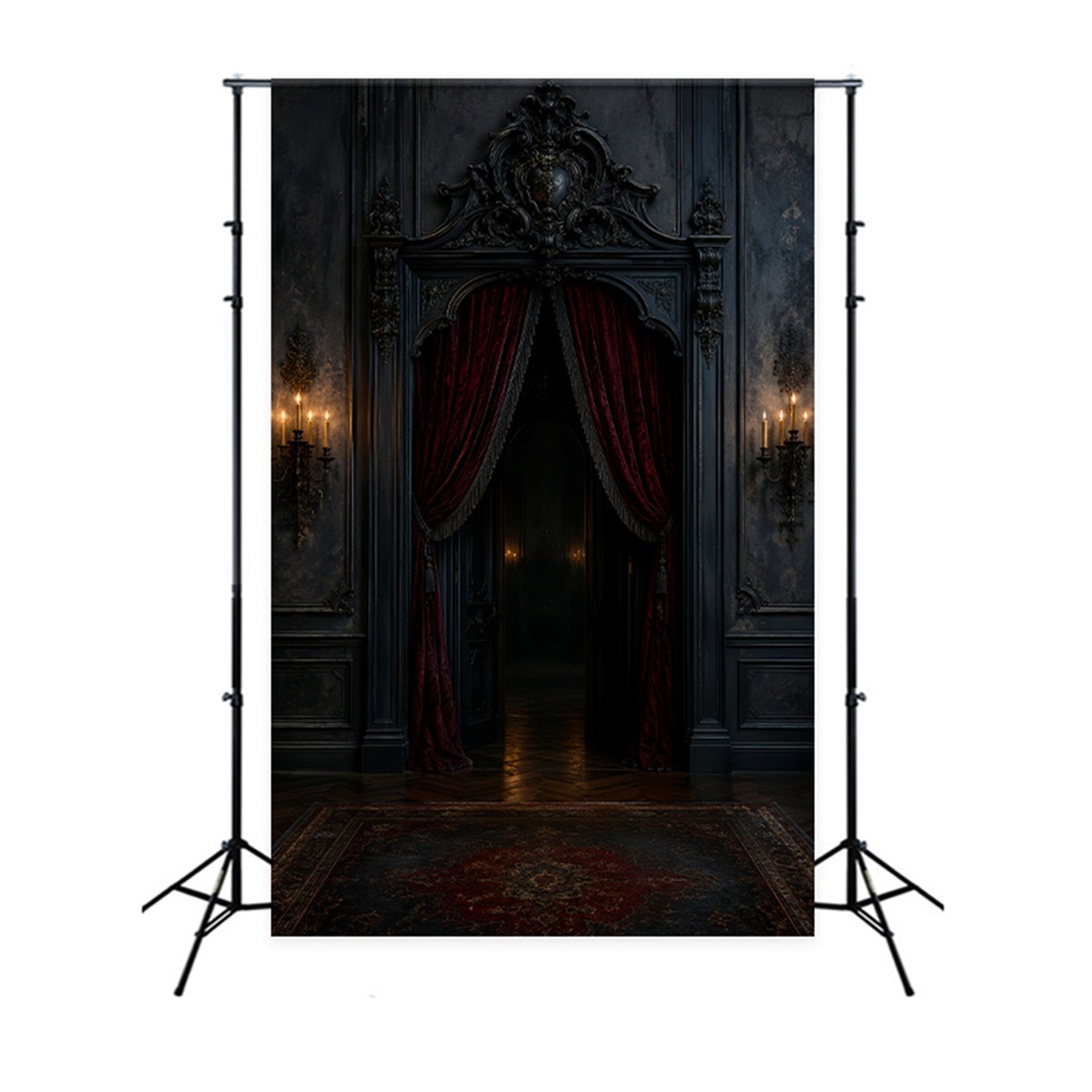 Simple Halloween Backdrop Gothic Crimson Curtain Doorway Extra Large Halloween Backdrop UK LXX67-207