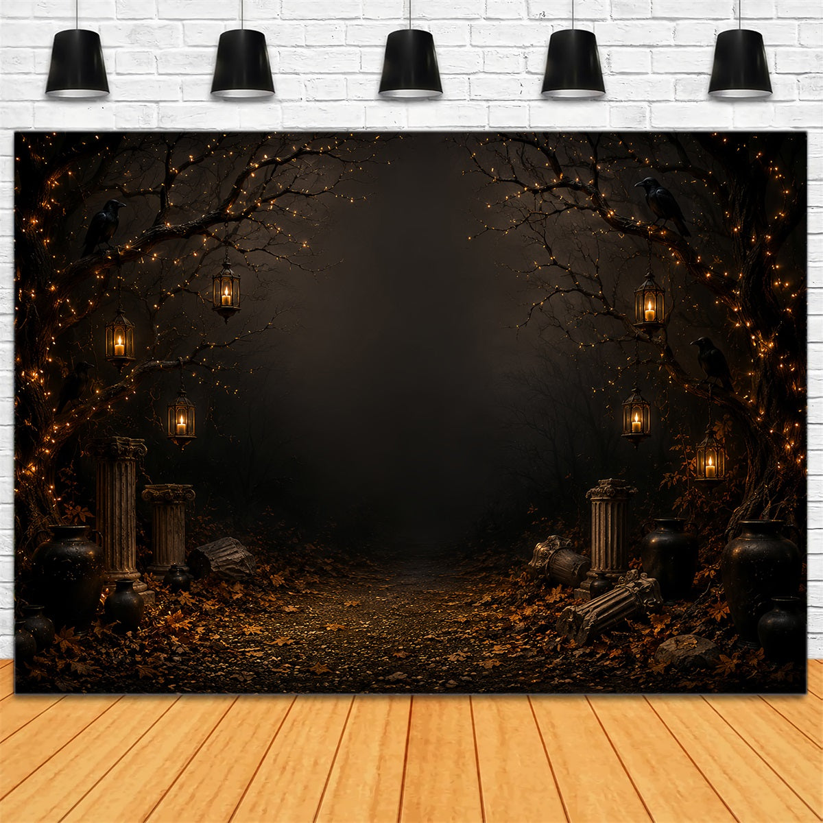 Ghost Backdrop Candlelit Raven Forest Path Gothic Photo Backdrop UK LXX67-221
