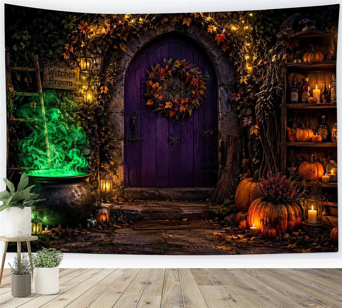 Witch Backdrop Glowing Cauldron Doorway Gothic Backdrops UK LXX67-223