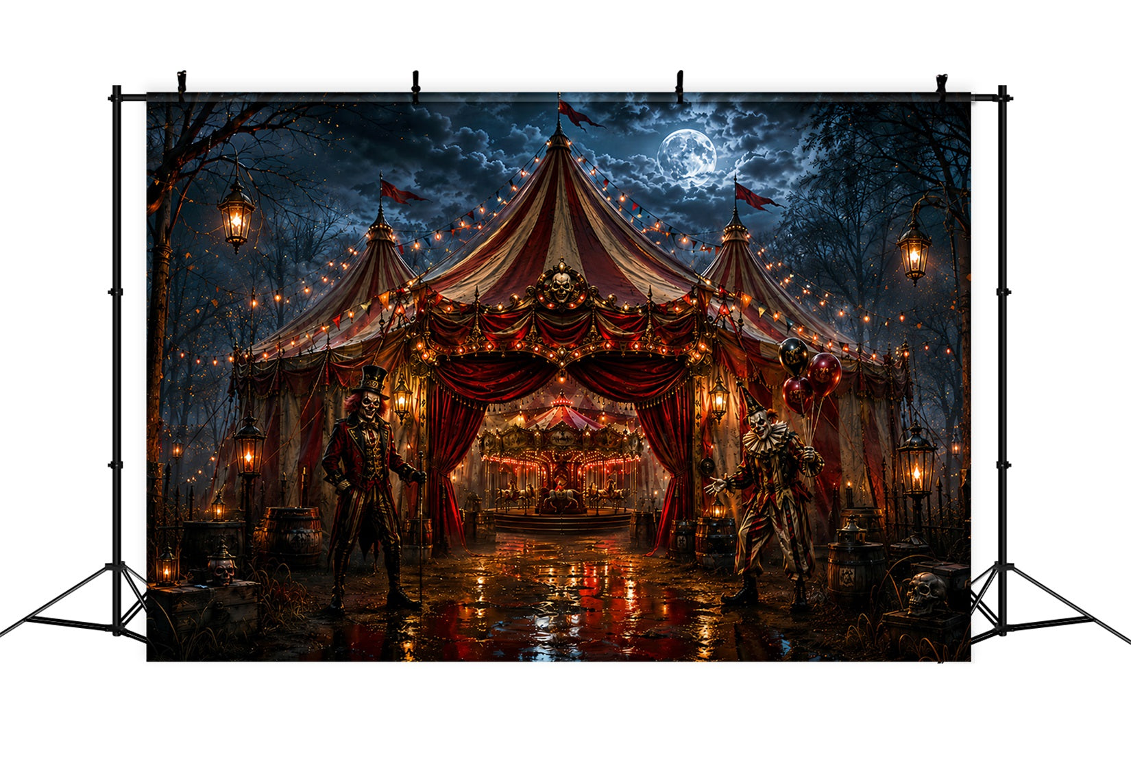 Creepy Carnival Backdrop Sinister Clown Circus Entrance Backdrop Halloween UK LXX67-231