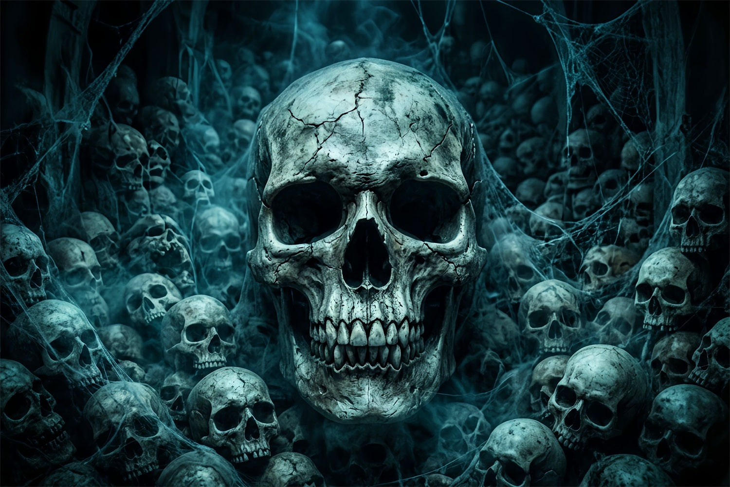 Skeleton Backdrop Cobweb Skull Crypt Horde Spooky Backdrops UK LXX67-235