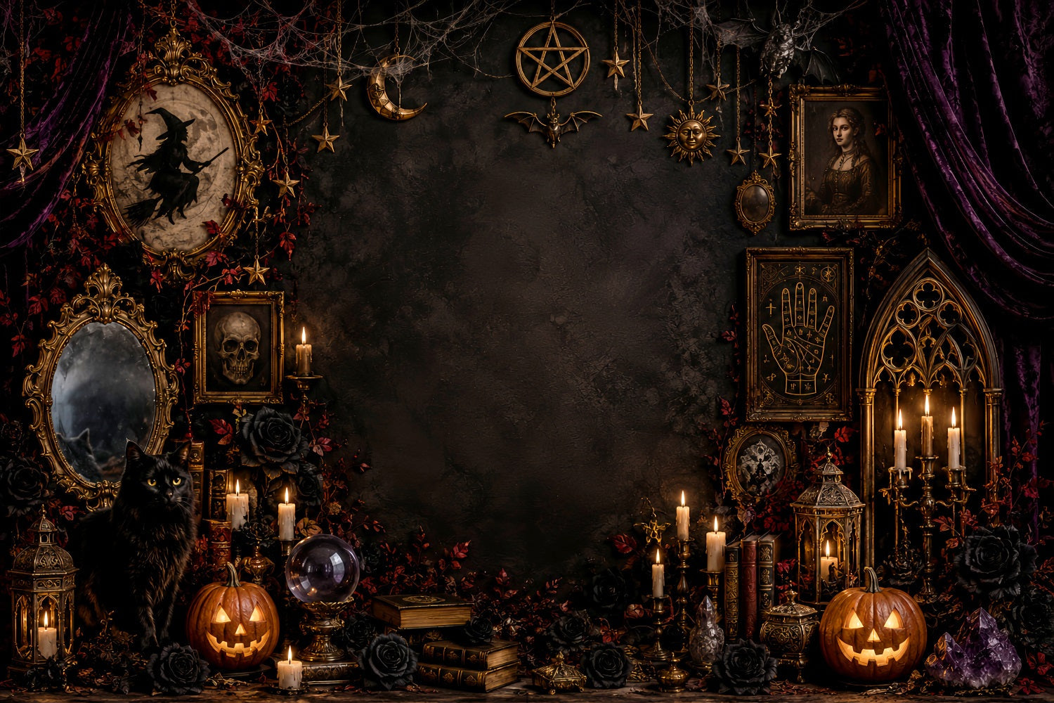 Witches Backdrop Gothic Occult Cat Altar Magic Backdrops UK LXX67-251