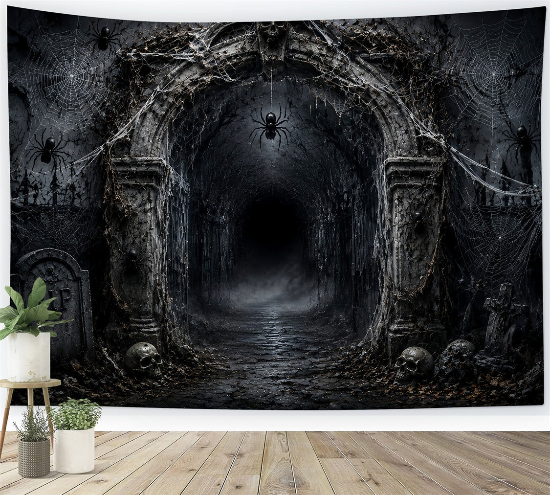 Halloween Balloon Backdrop Cobweb Graveyard Arch Spiders Halloween Themed Backdrop UK LXX67-32