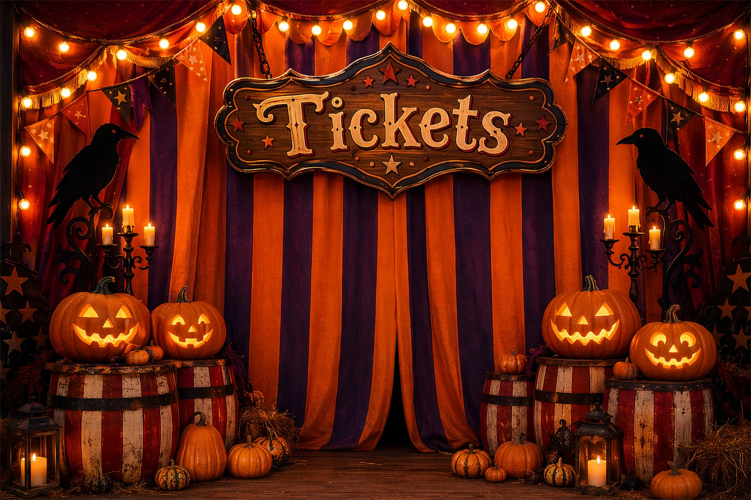 Halloween Backdrops For Pictures Pumpkin Carnival Ticket Booth Halloween Circus Backdrop UK LXX67-42