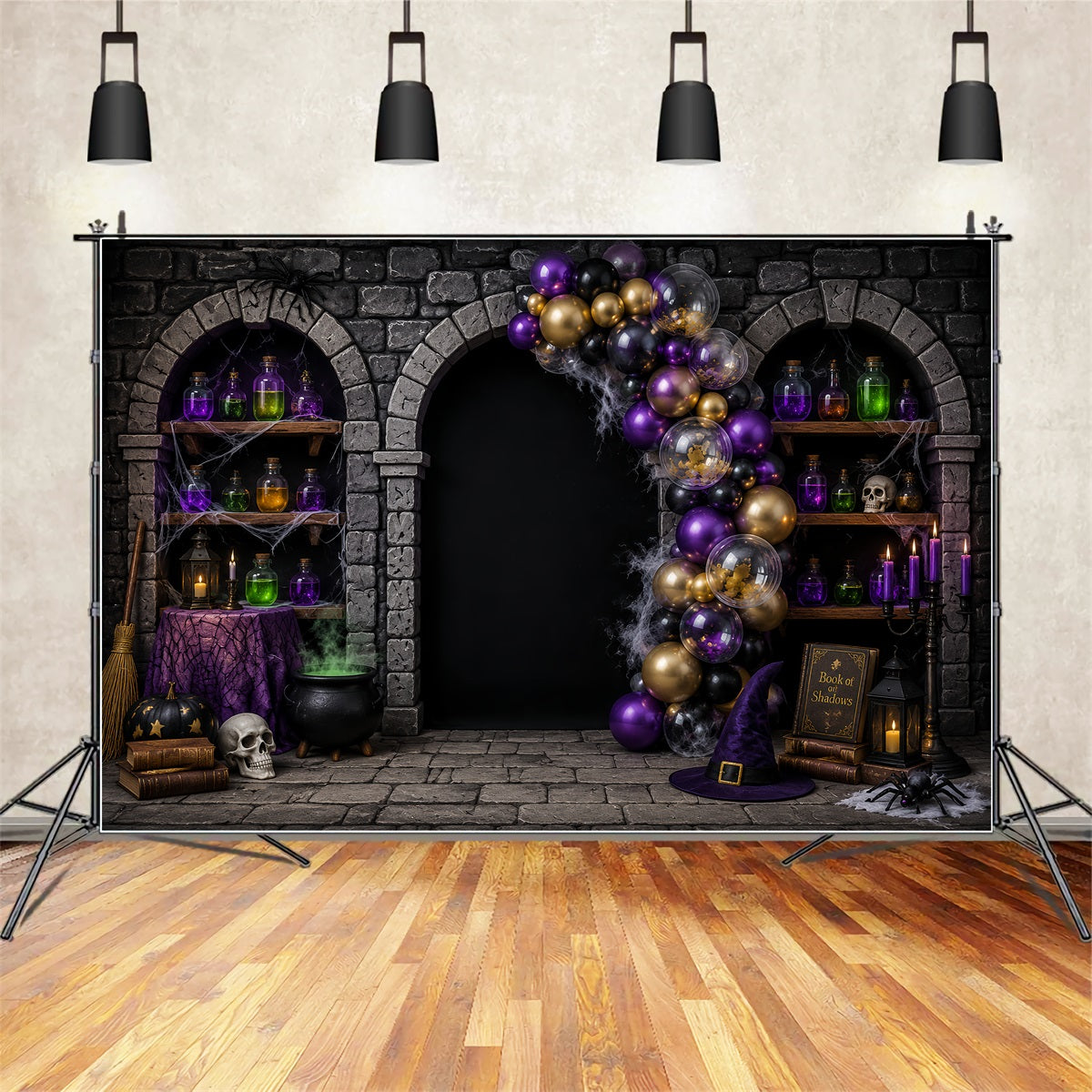 DIY Halloween Photo Booth Backdrop Witch Potion Balloon Arch 10x10 Halloween Backdrop UK LXX67-45