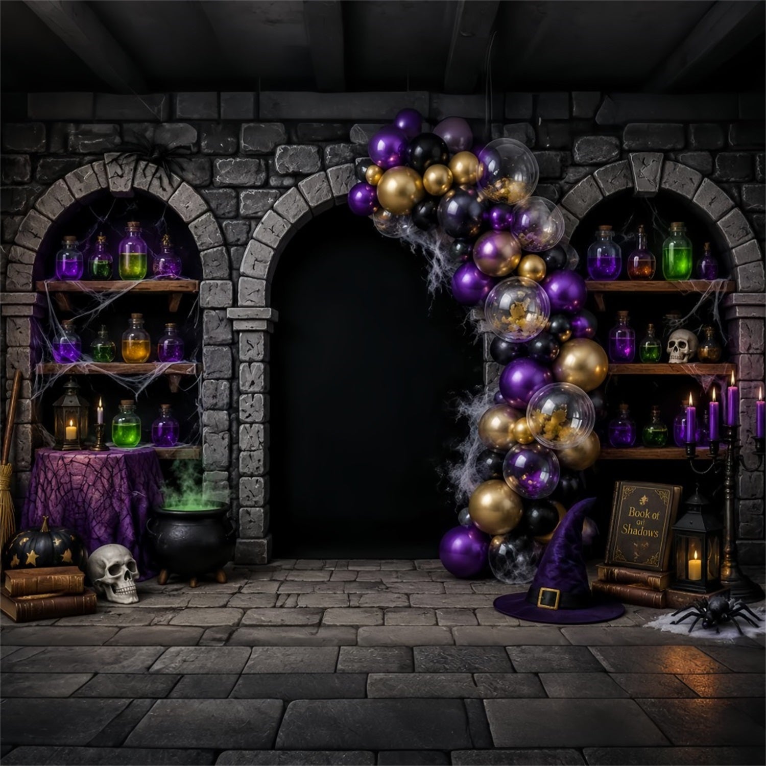 DIY Halloween Photo Booth Backdrop Witch Potion Balloon Arch 10x10 Halloween Backdrop UK LXX67-45
