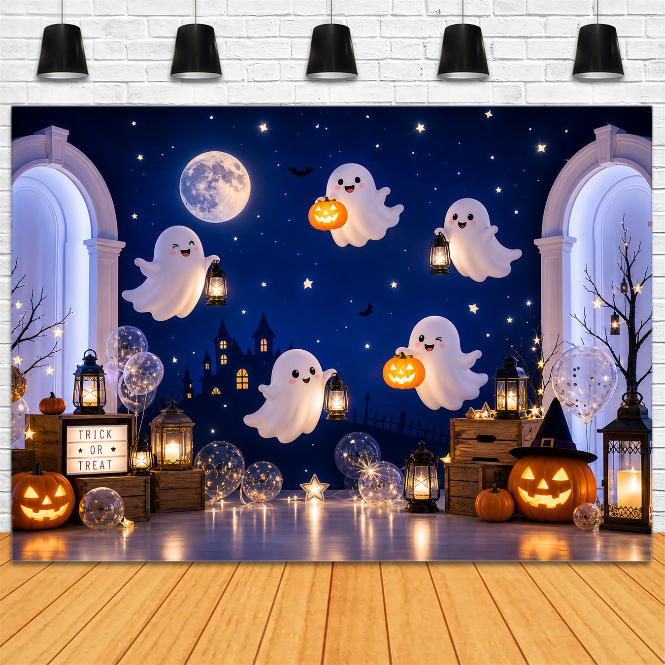 Halloween Themed Backdrops Ghosts Pumpkins Lantern Arches Halloween Backdrop Ideas UK LXX67-5