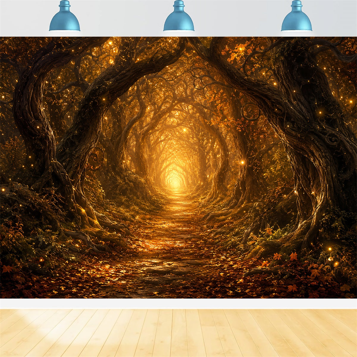 Halloween Backdrop Photos Enchanted Golden Forest Path DIY Halloween Photo Backdrop UK LXX67-56