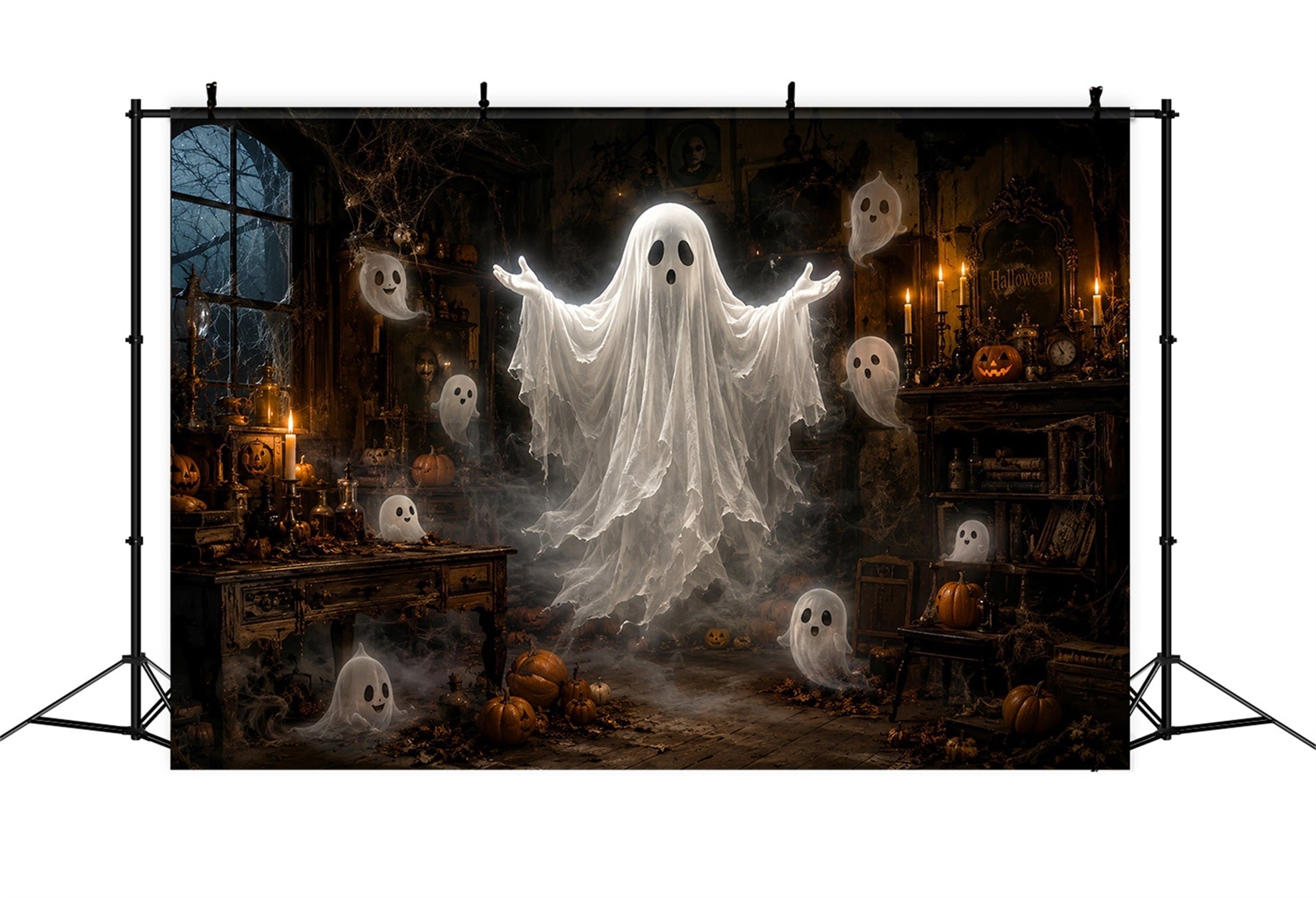 Halloween Ghost Backdrop Floating Ghost Haunted Room Scary Halloween Backdrop UK LXX67-75