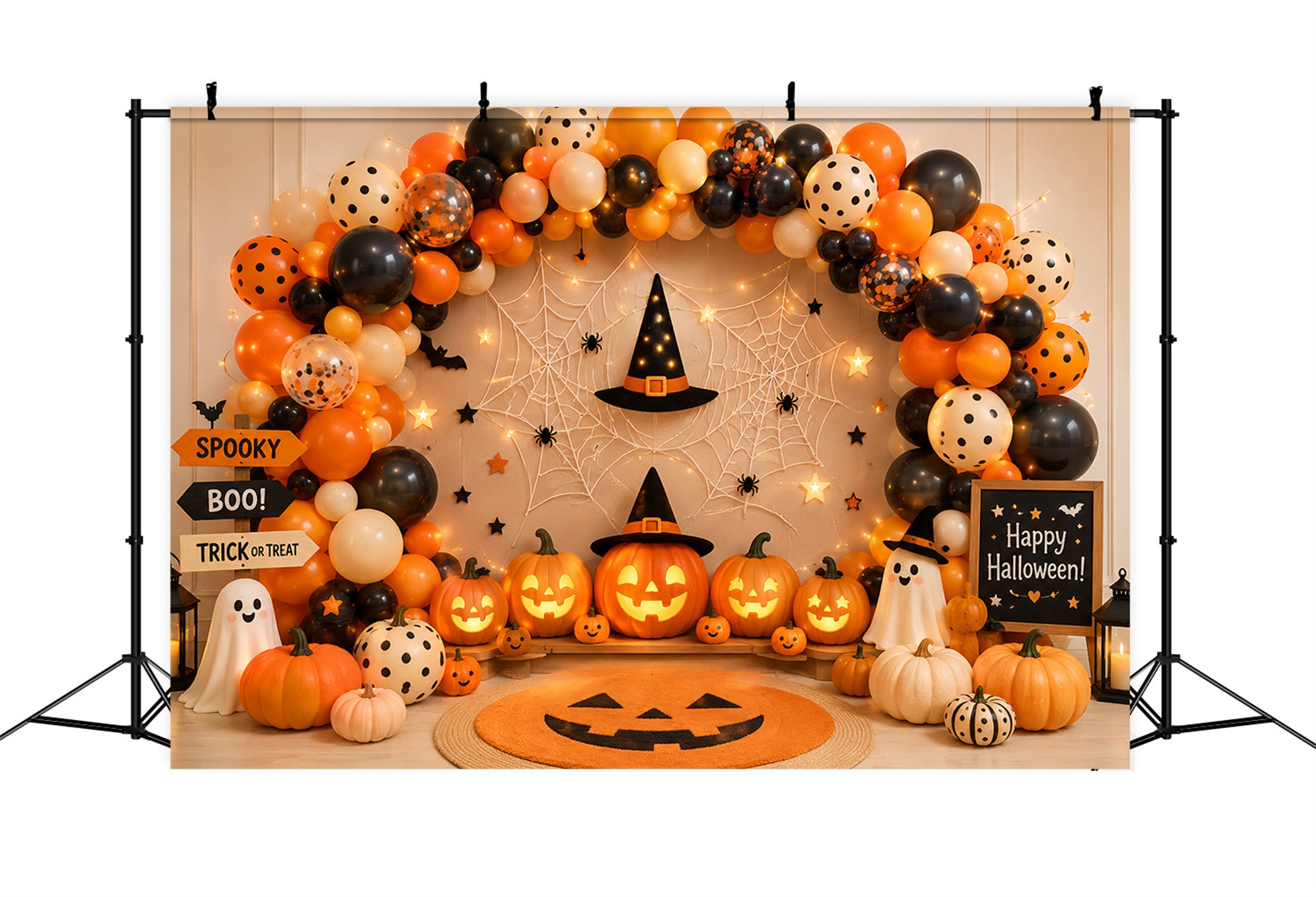 Backdrop Halloween Photo Booth Balloon Pumpkin Party Decor Halloween Party Photo Backdrop UK LXX67-77