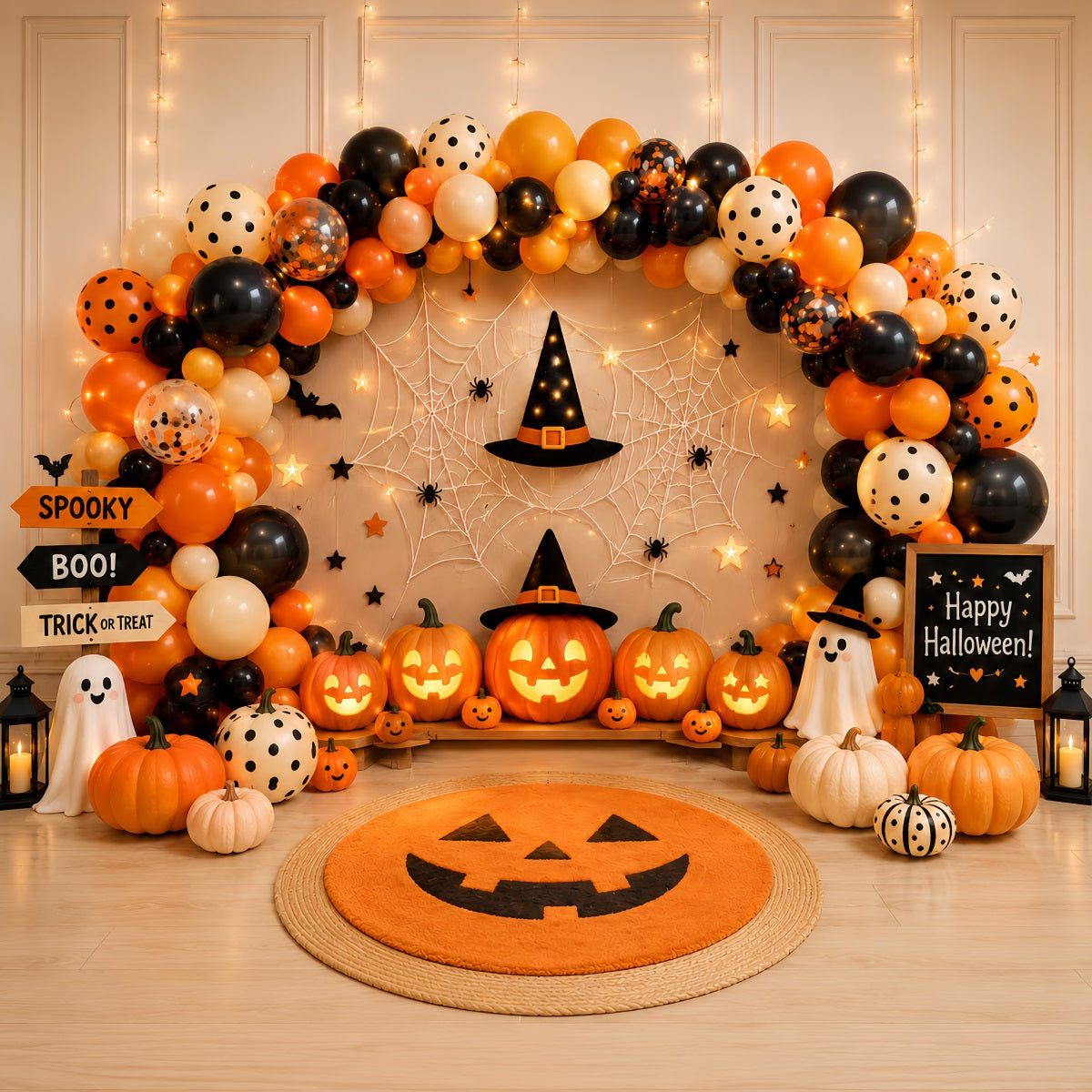Backdrop Halloween Photo Booth Balloon Pumpkin Party Decor Halloween Party Photo Backdrop UK LXX67-77