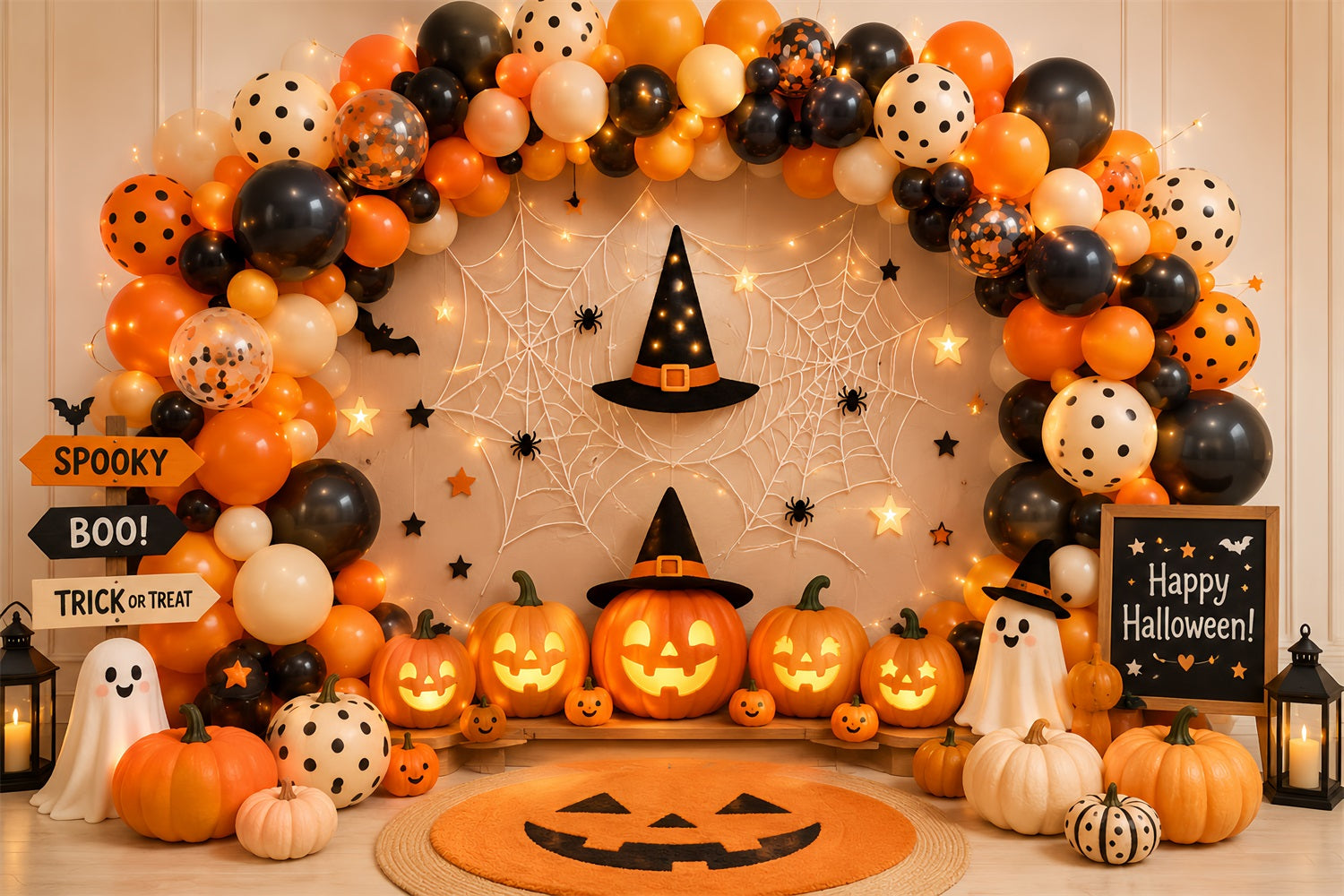Backdrop Halloween Photo Booth Balloon Pumpkin Party Decor Halloween Party Photo Backdrop UK LXX67-77
