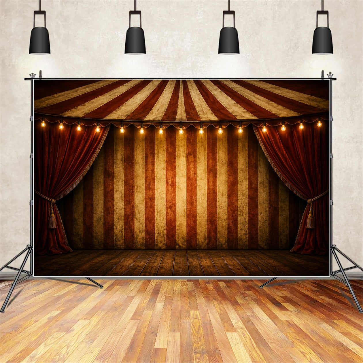 Halloween Backdrops For Pictures Vintage Circus Striped Stage Halloween Circus Backdrop UK LXX67-95