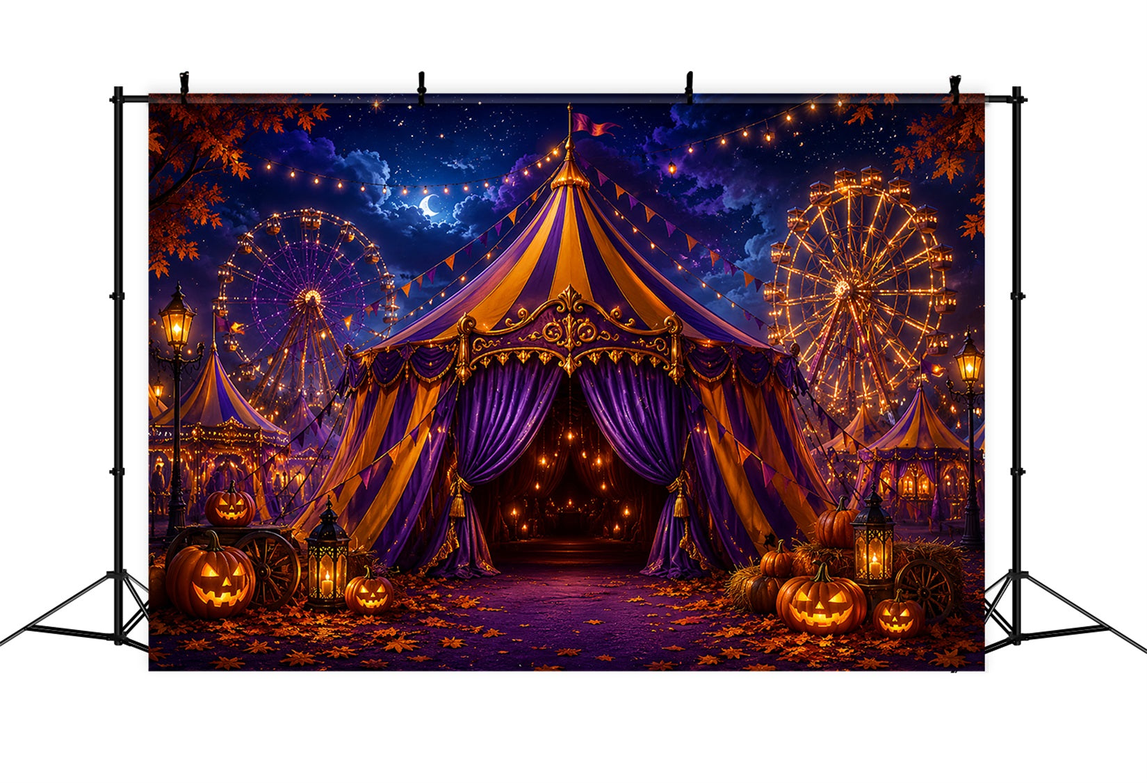 Halloween Carnival Backdrop Spooky Carnival Tent Night DIY Halloween Backdrop UK LXX67-96
