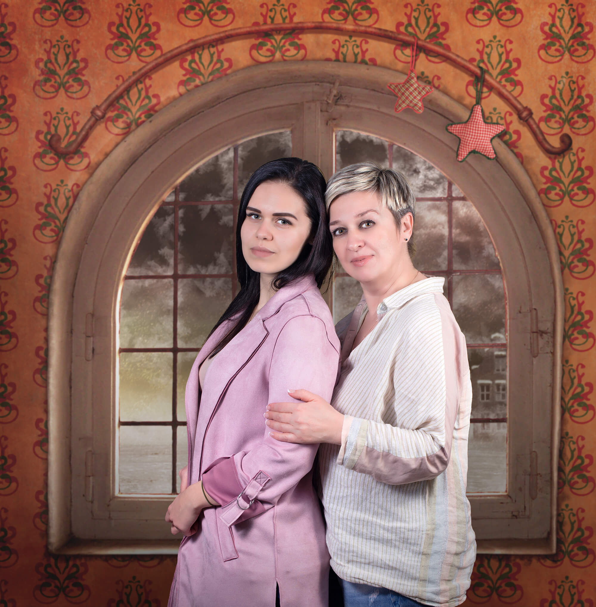 Christmas Window Snow View Studio Backdrop UK M10-48