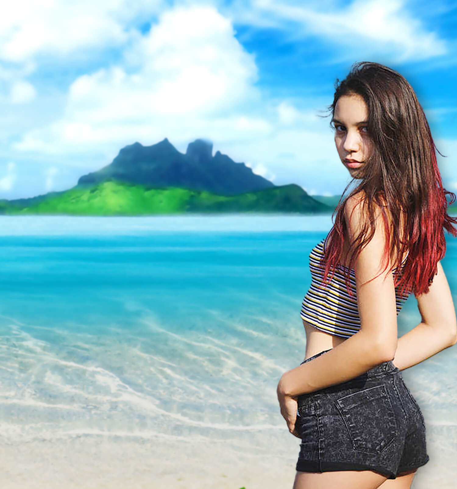 Tropical Seaside Sand Beach Summer Backdrop UK M5-101