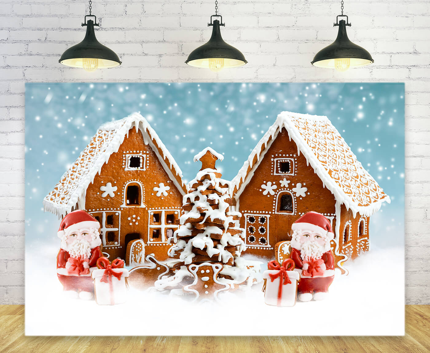 Gingerbread House Snowflake Christmas Backdrop UK M9-22