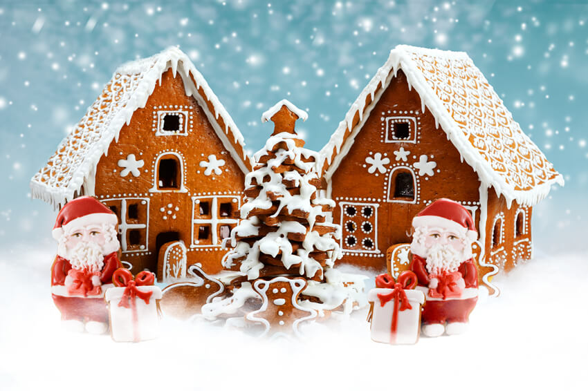 Gingerbread House Snowflake Christmas Backdrop UK M9-22