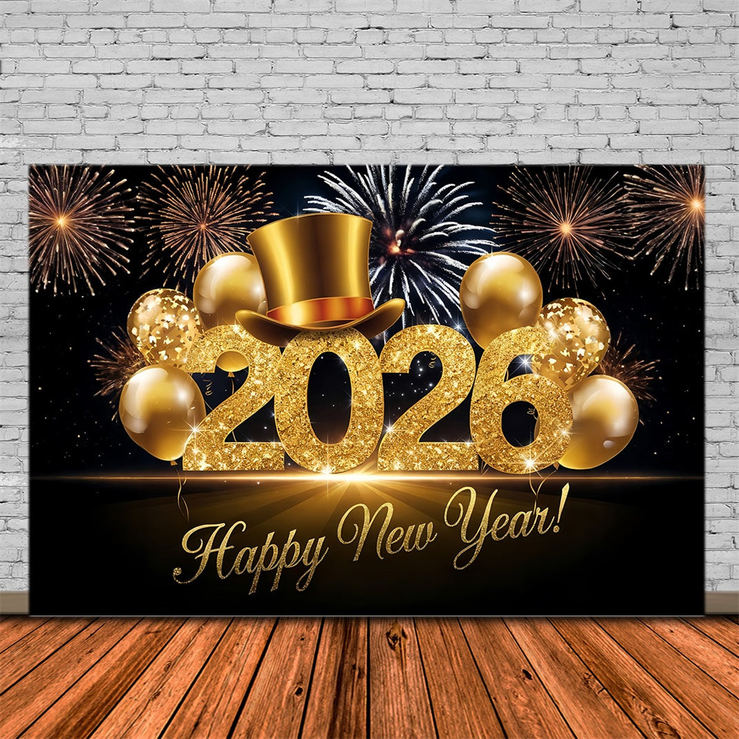 Happy New Year Photo Backdrop Glitter Balloons Festive Cheers New Year Backdrop UK MRR10-12