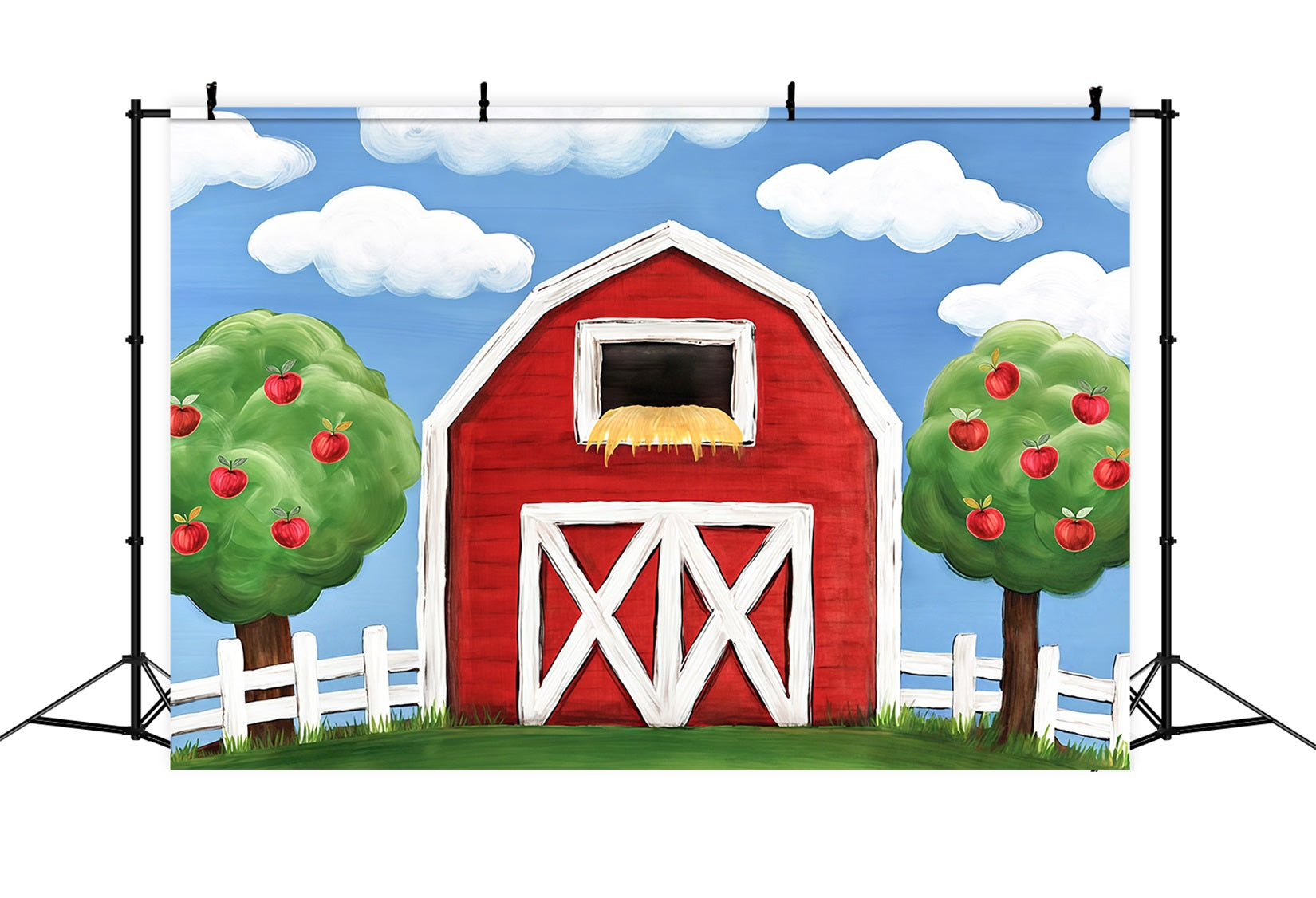 Cake Smash Backdrops Red Barn Apple Trees Birthday Photo Backdrop UK MRR10-17