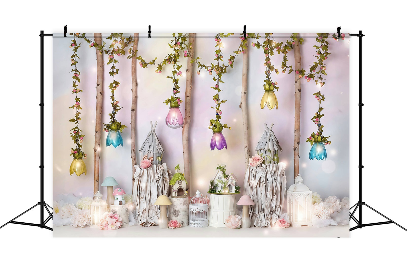 Kids Photo Backdrop Fairy Tale Cottage Flowers Newborn Backdrop UK MRR10-25