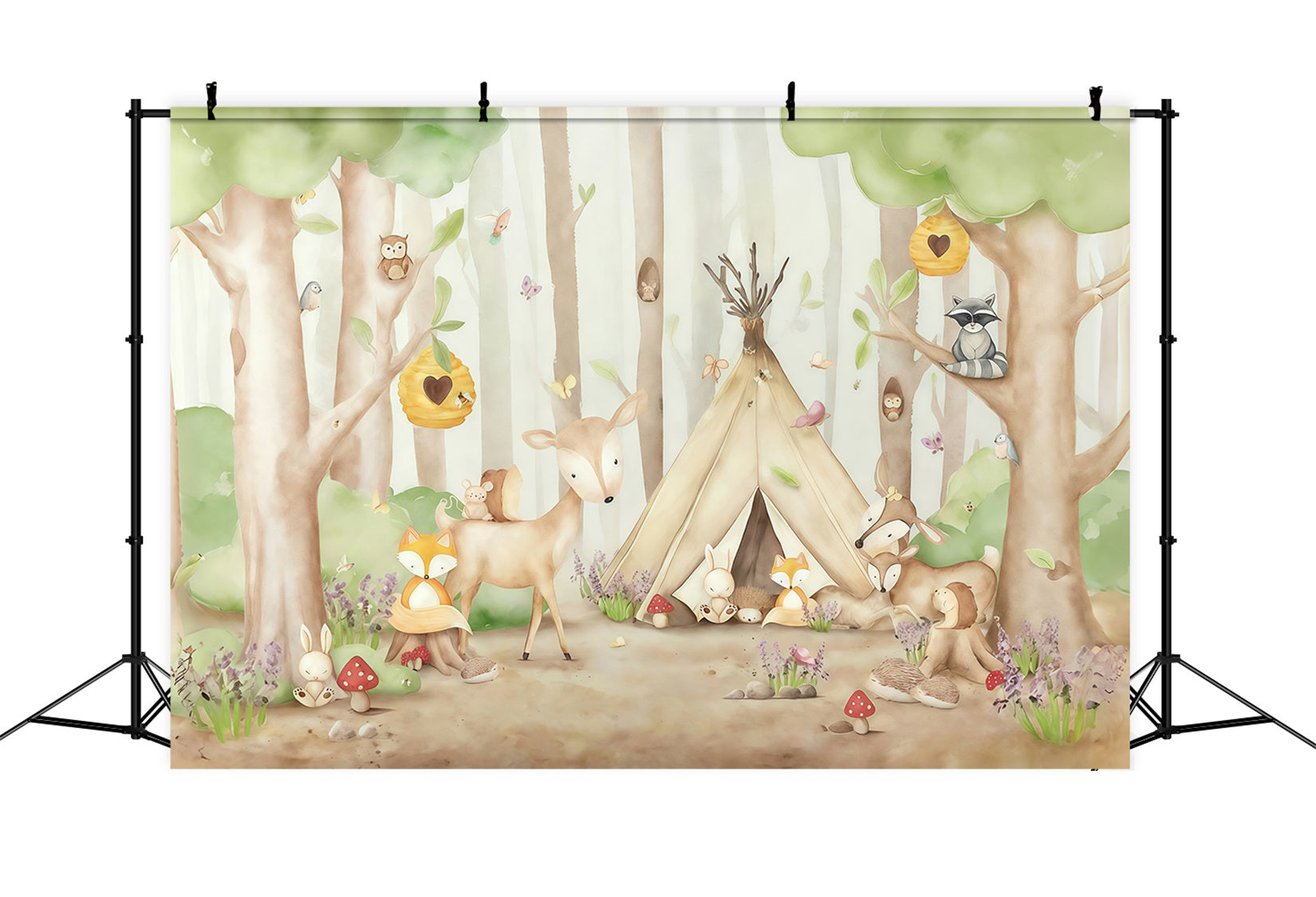 Forest Backdrop Animals Tent Trees Newborn Photography Backdrop UK MRR10-29