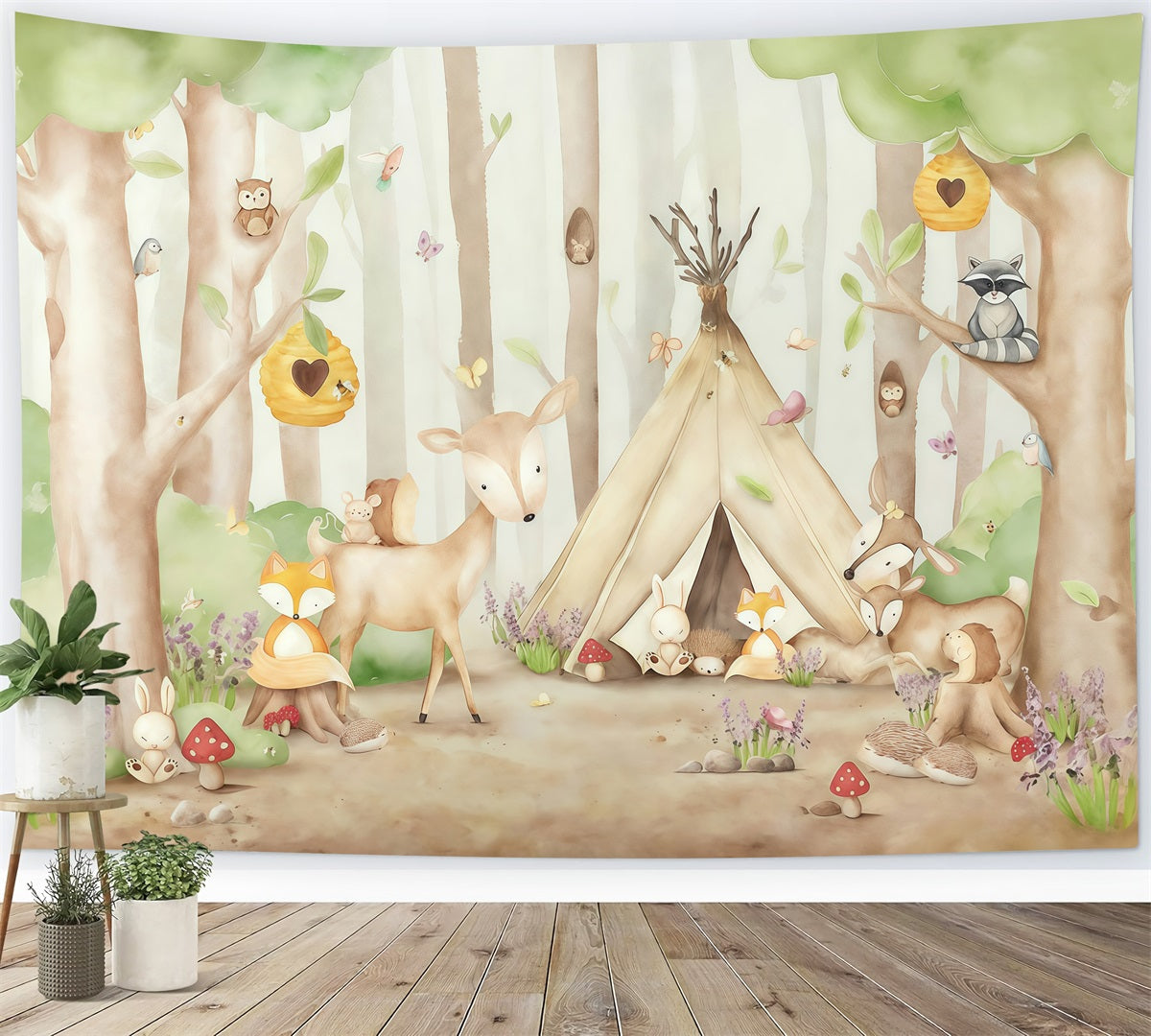 Forest Backdrop Animals Tent Trees Newborn Photography Backdrop UK MRR10-29