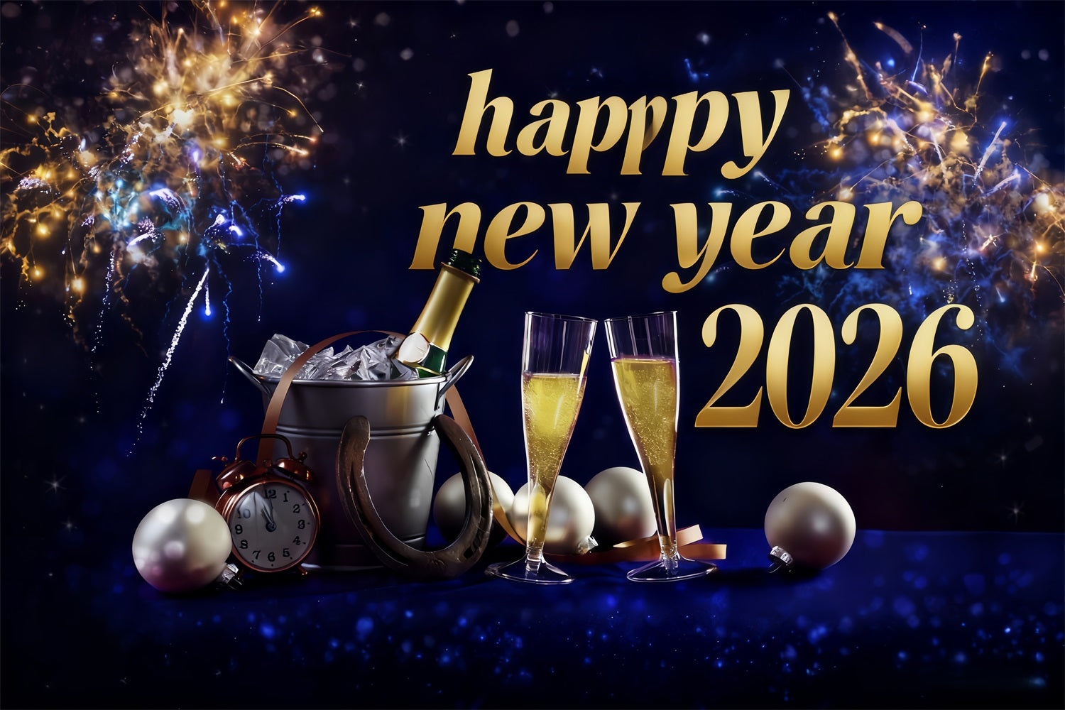New Year Backdrop Champagne Toast Midnight Celebration Happy New Years Backdrop UK MRR10-3