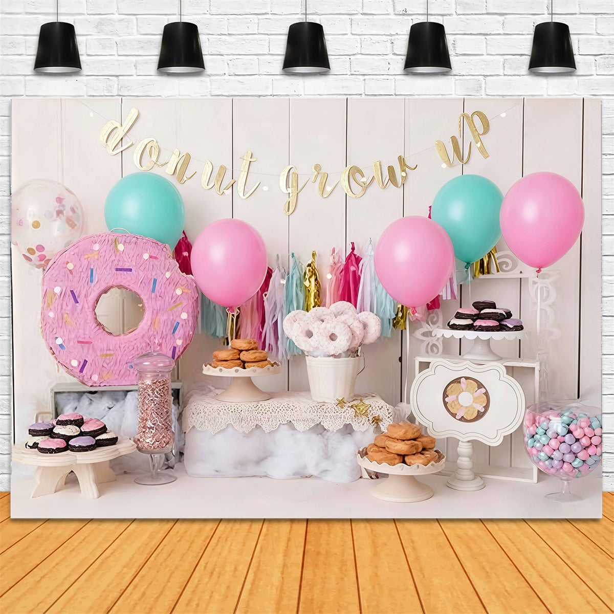 Birthday Backdrop Donut Themed Party Cake Smash Backdrop UK MRR10-30