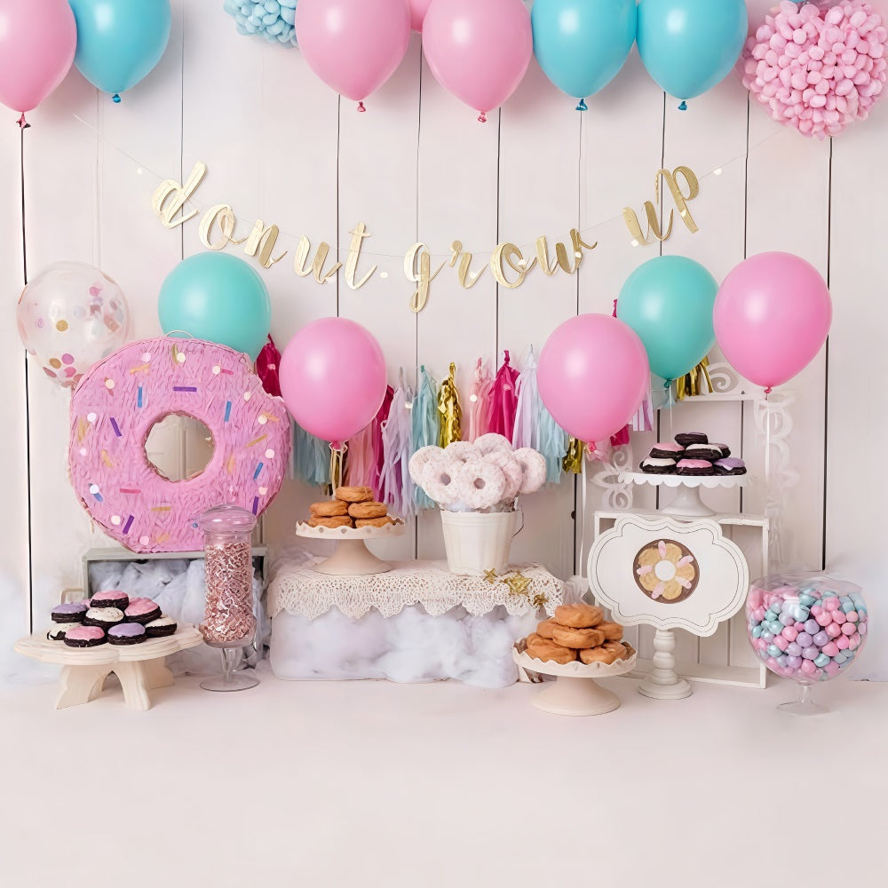 Birthday Backdrop Donut Themed Party Cake Smash Backdrop UK MRR10-30